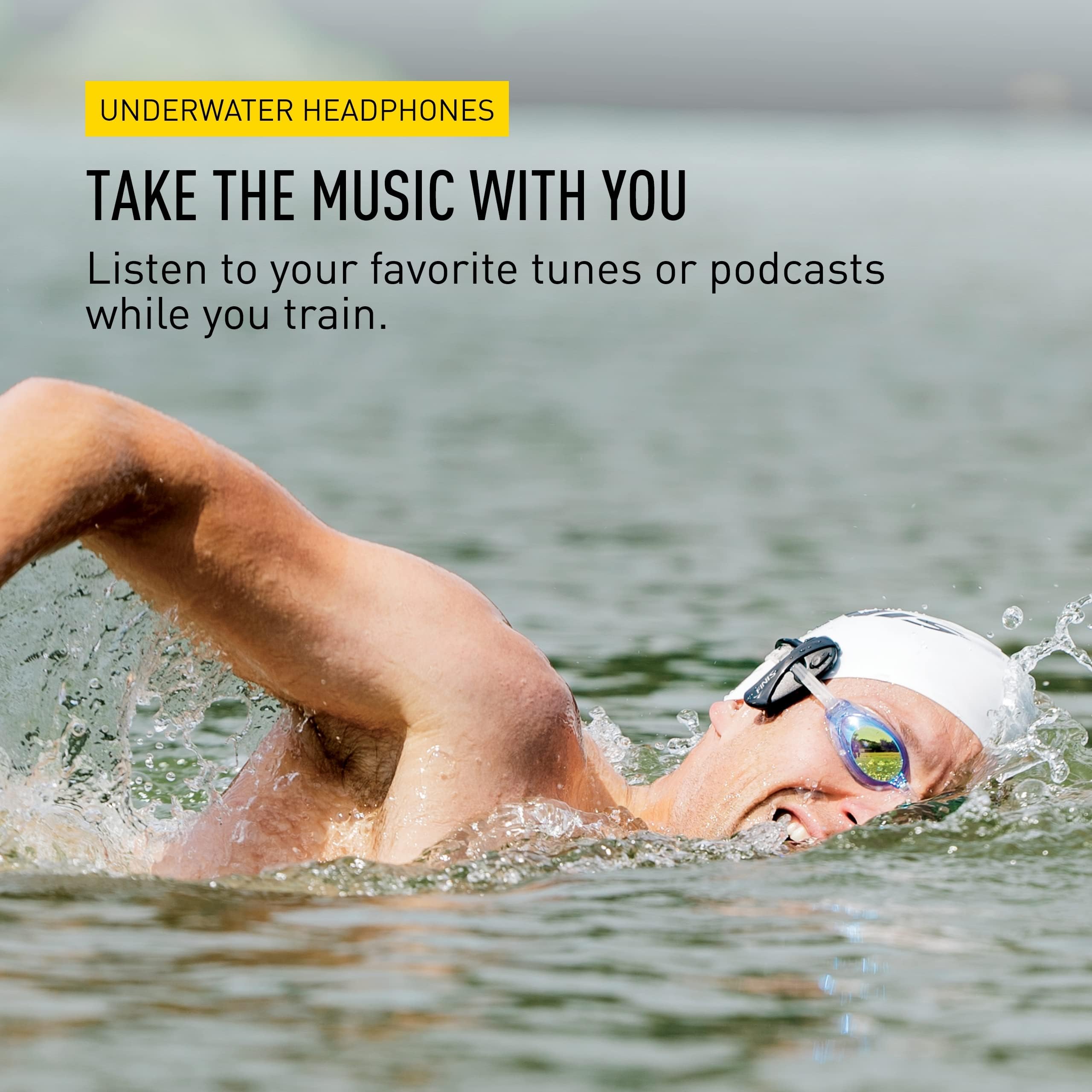 FINIS Amnis Stream Swim Bluetooth Headphones - Waterproof Wireless Earbuds for Swimming, Running & Workouts - Black (Model 1.30.076.101) | Perfect for Pool, Gym & Outdoor Sports