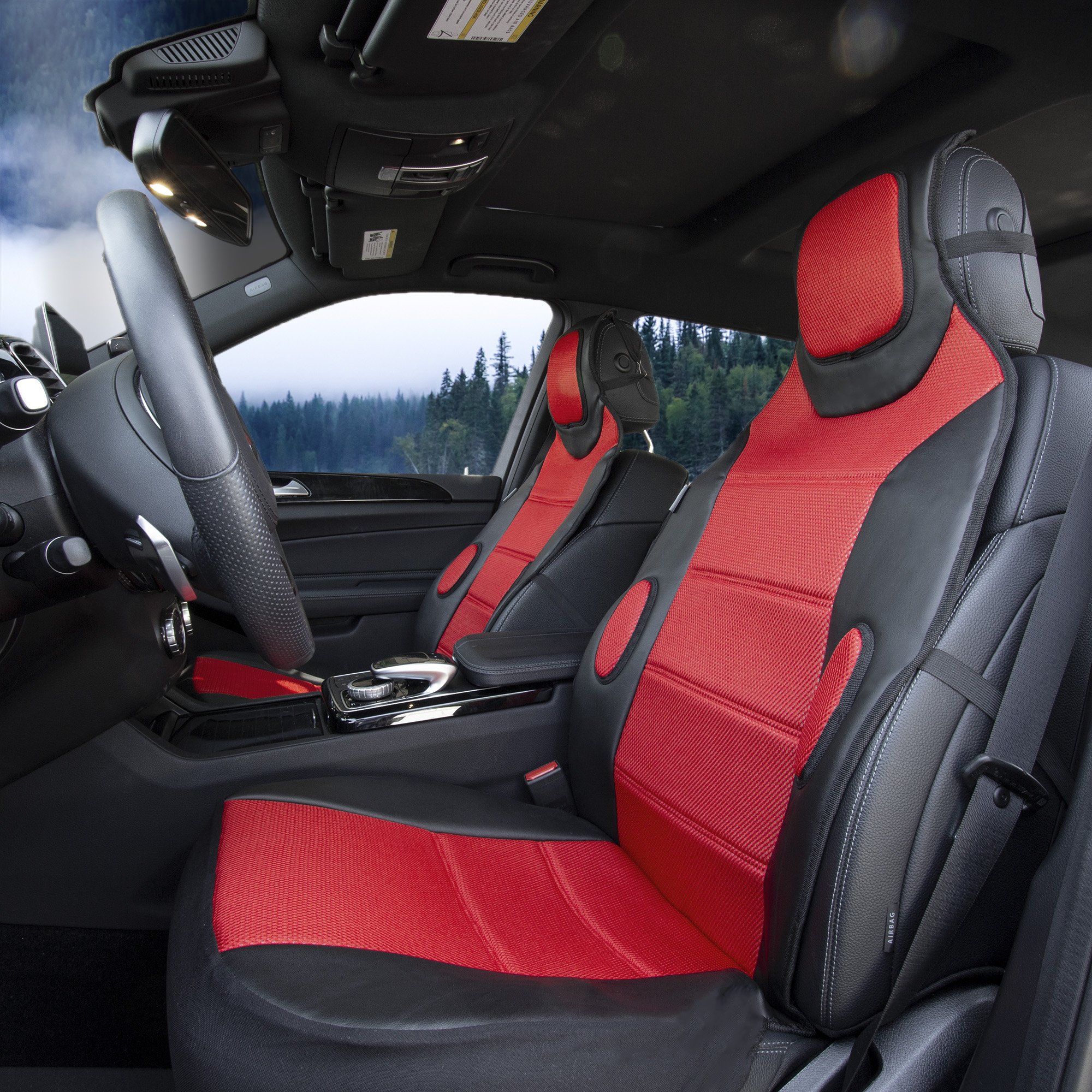 FH Group 2-Pack Faux Leather Car Seat Covers - Universal Fit Waterproof Seat Protectors for Cars, Trucks & SUVs | Premium Comfort & Style for Daily Commute, Road Trips & Family Travel (Red)