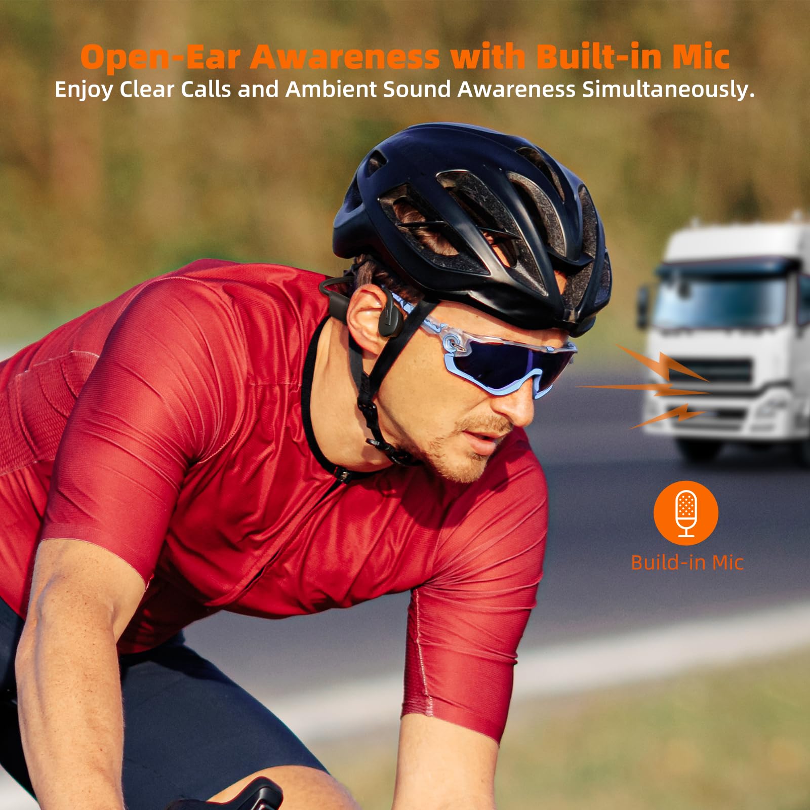 **Bone Conduction Headphones Wireless Bluetooth 5.3 - Open Ear Headphones with Mic, IP67 Sweatproof & Skin-Friendly Design, 28H Playtime & Fast Charging - Ideal for Running, Cycling, Hiking & Outdoor Sports**
