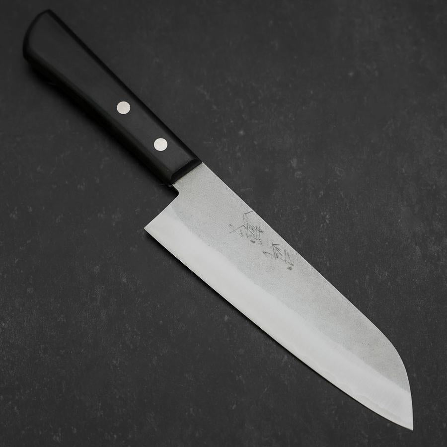 Premium Santoku Knife 165mm - VG-1 Stainless Steel Blade with Nashiji Finish & Ergonomic Western Black Handle - Perfect for Slicing, Dicing, and Chopping Vegetables, Meat, and Fish