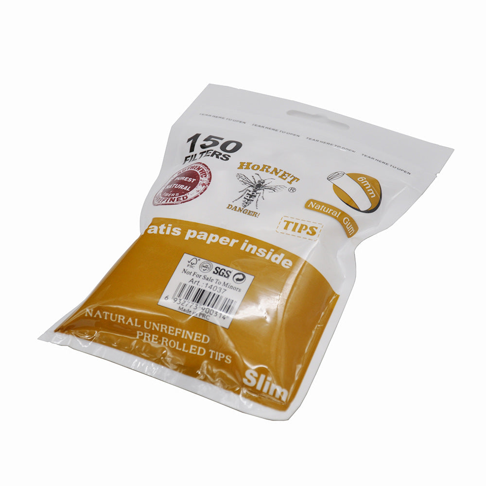 Natural 6mm Hornet Pre-Rolled Tips for Rolling Papers - 150Pcs per Roll | Perfect for DIY Cigarettes & Herbal Blends
