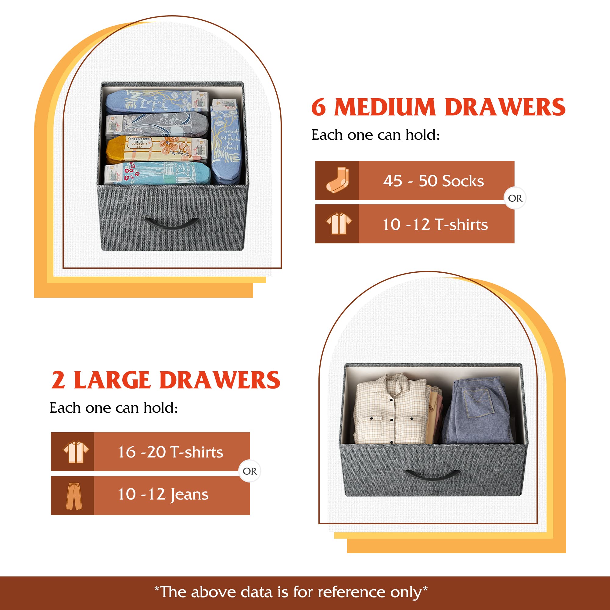 WLIVE 8-Drawer Fabric Dresser for Bedroom, Entryway & Living Room - Large Storage Chest of Drawers, Dark Grey - Perfect for Organizing Clothes, Toys & Home Essentials