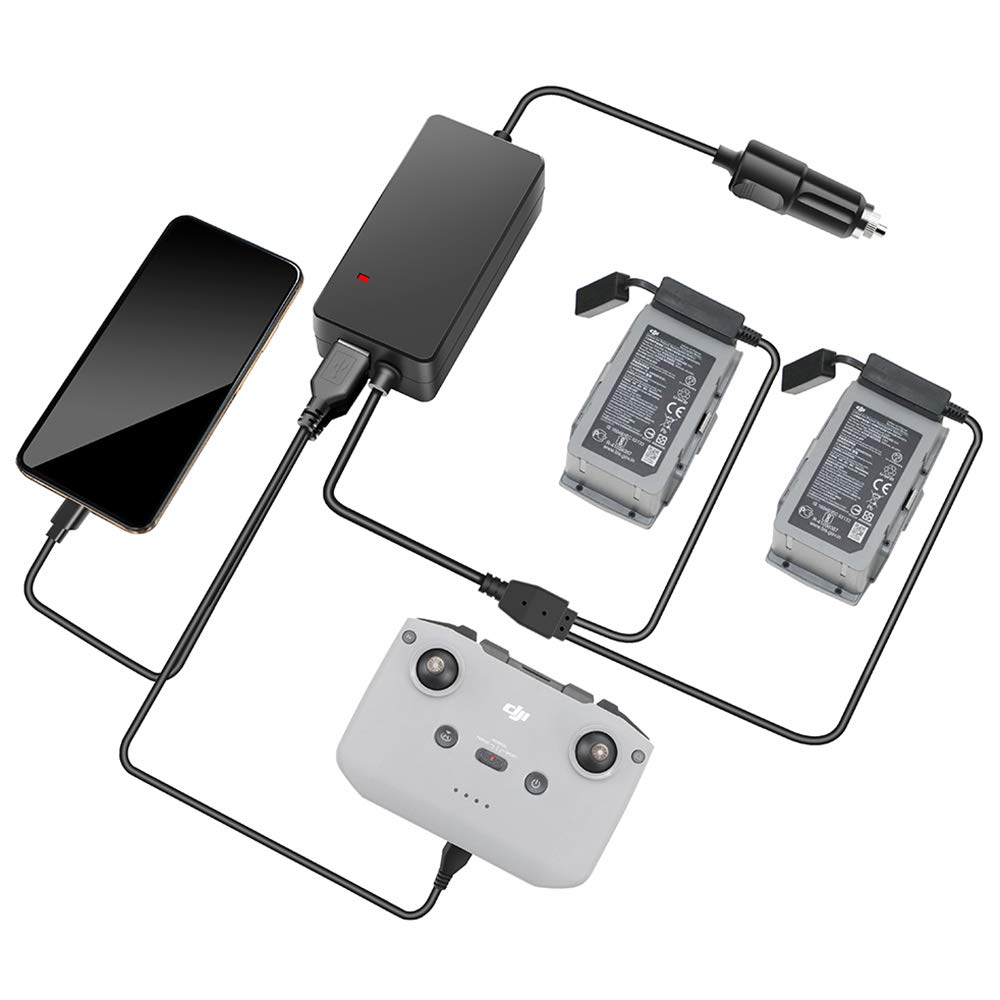 DJI Mavic Air 2 Drone Fast Charger - Dual Port Portable Car Charger with Intelligent Battery Hub | Perfect for Travel, Outdoor Adventures & Emergency Power Supply