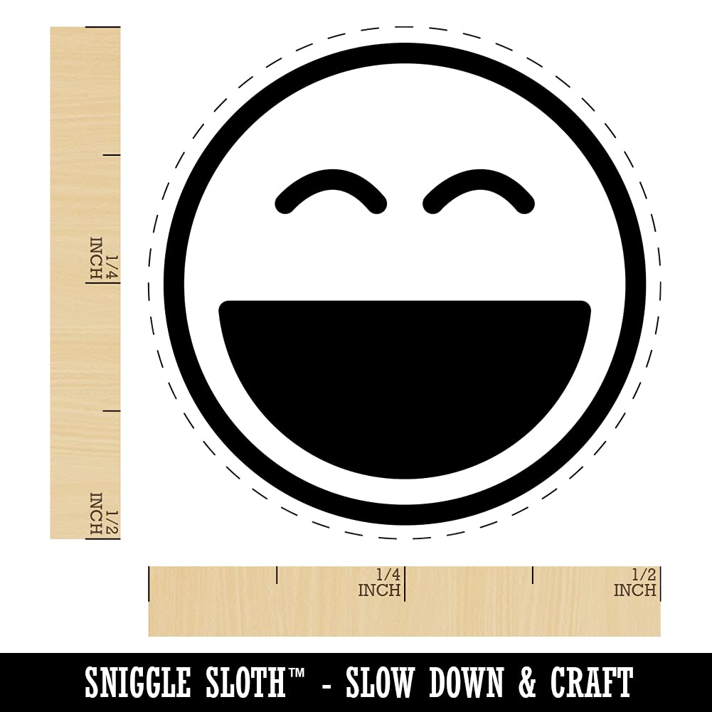 Self-Inking Rubber Stamp - 1/2 Inch Mini Happy Face Emoticon for Crafting, Scrapbooking & Planner Decor - Sky Blue Ink - Perfect for DIY Projects, Journals & Gift Wrapping