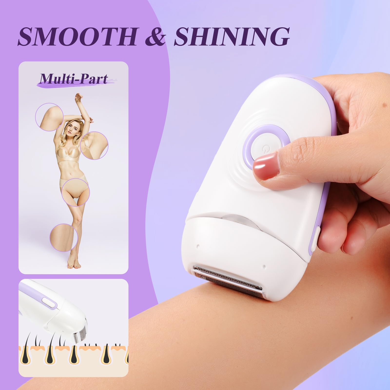 YHC Women's Electric Razor - Cordless Waterproof Bikini & Body Shaver for Legs, Underarms, Smooth Skin, USB Rechargeable with Travel Lock - Perfect for Travel, Gym & Quick Hair Removal at Home