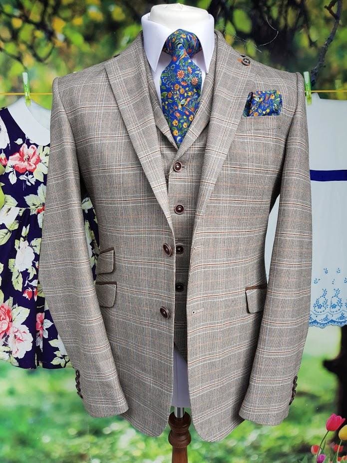 Cavani Quincy Tweed Check Jacket for Men - Classic Plaid Blazer with Notch Lapel - Perfect for Office, Business Meetings & Formal Events