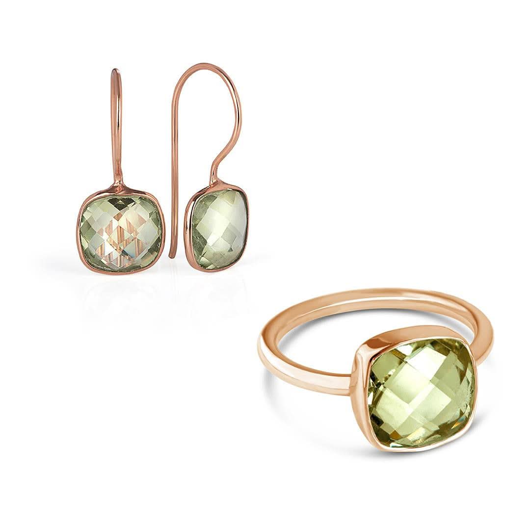 Elegant Green Amethyst Cocktail Ring in Rose Gold - Perfect for Evening Parties & Special Occasions