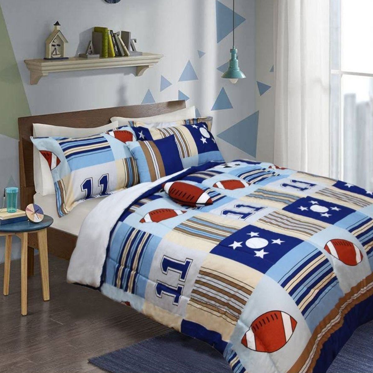 5-Piece Kids Sports Themed Comforter Set - Twin/Full Size - Soft & Cozy Bedding for Boys & Girls - Perfect for Bedrooms, Dorms, and Sleepovers