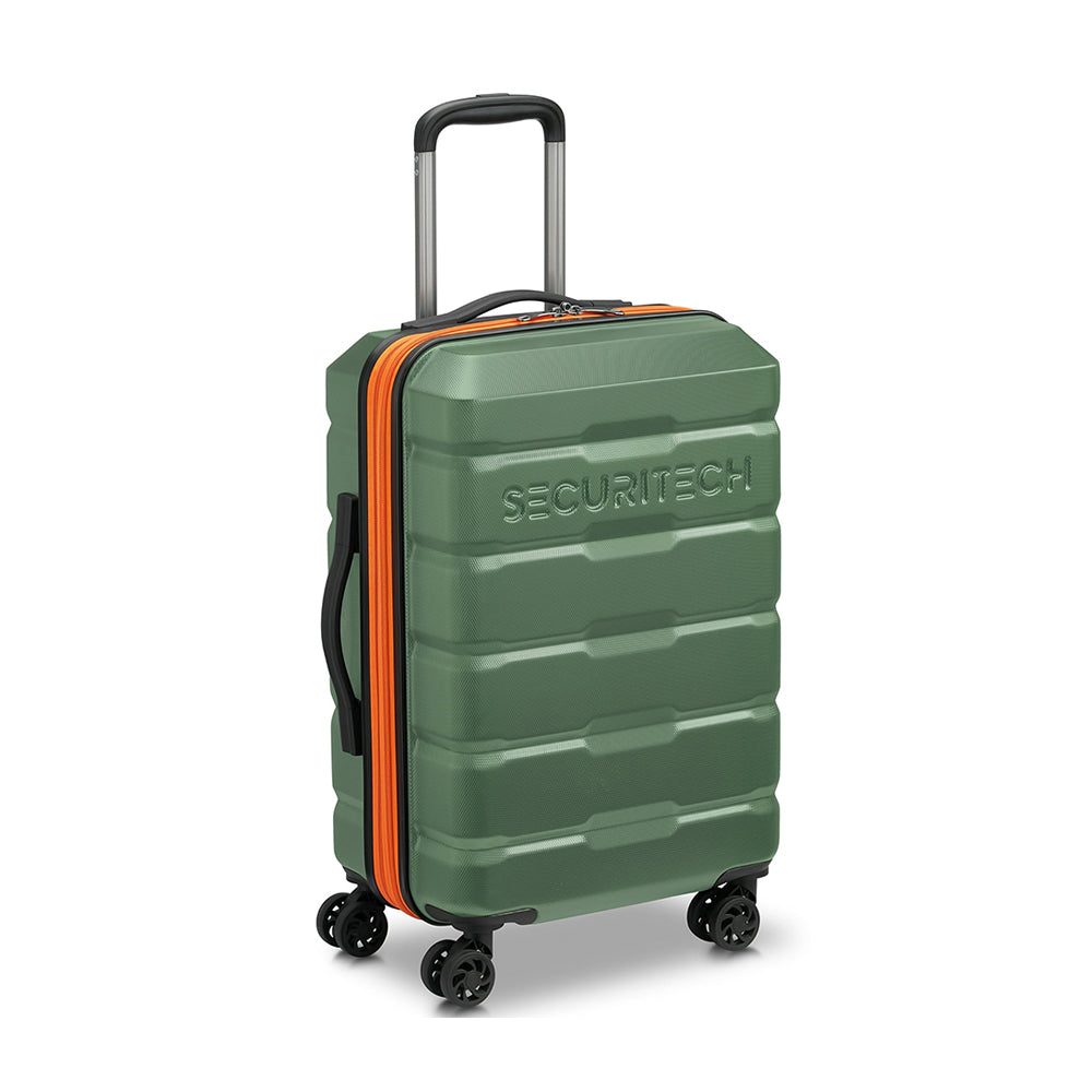 Delsey Paris Securitech® Citadel DY40058 55cm 4 Double Wheels Trolley Suitcase - Green | Durable Spinner Luggage for Business Travel & Vacation