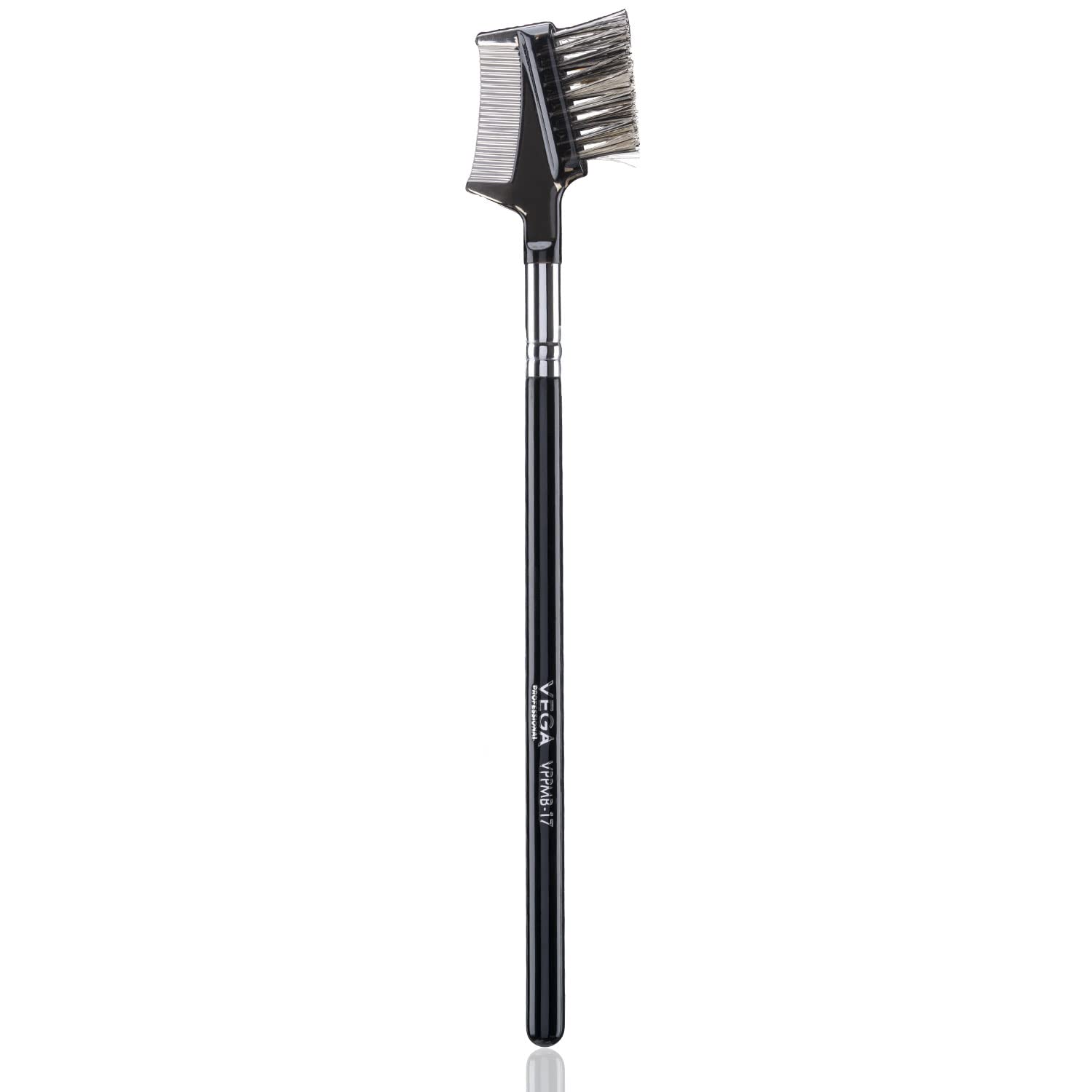 VEGA PROFESSIONAL Lash & Brow Grooming Brush with Soft Bristles, Copper Ferrule & Wooden Handle - VPPMB-17 | Perfect for Eyebrow Shaping, Eyelash Styling & Daily Makeup Routine