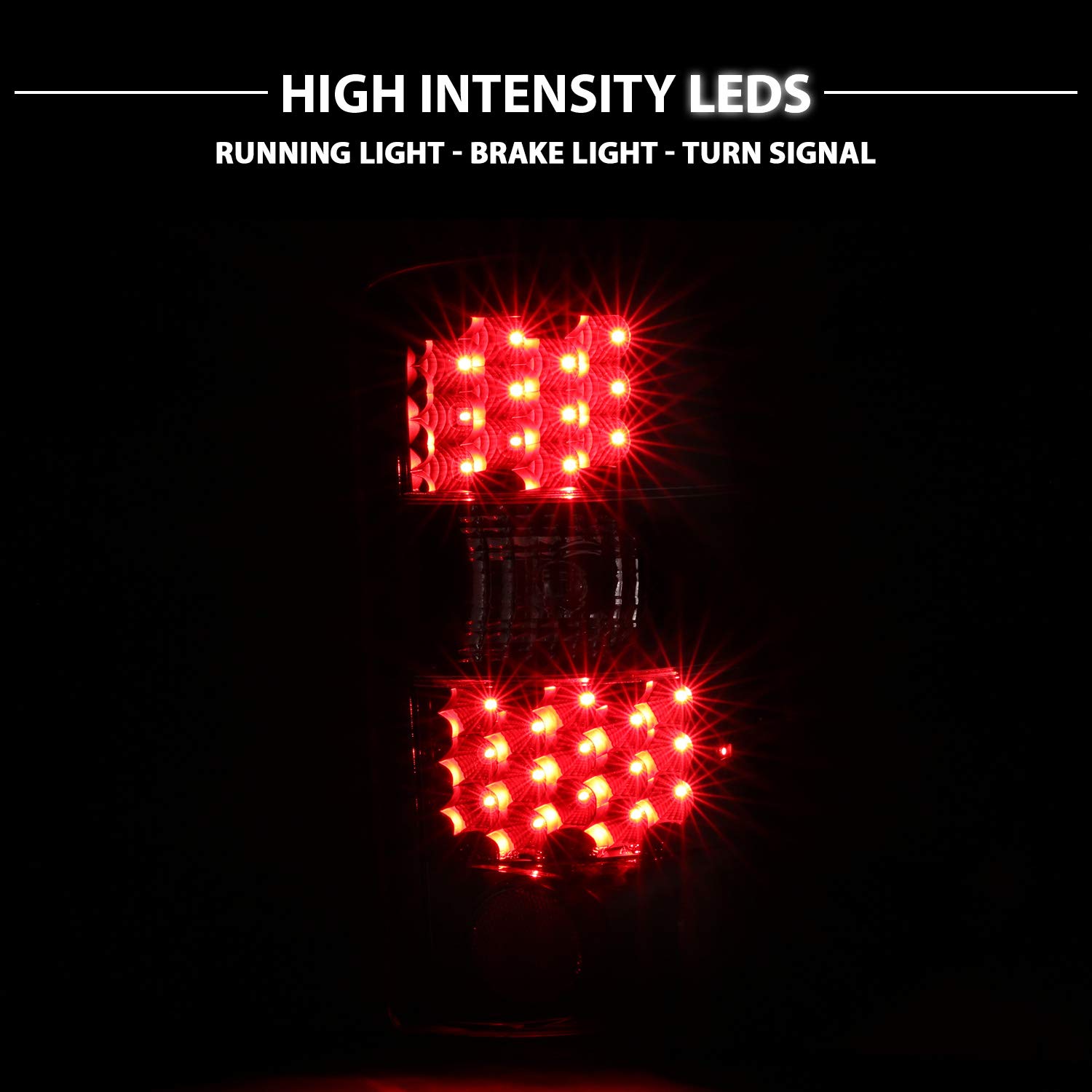 2000-2006 Chevy Tahoe Suburban & GMC Yukon LED Tail Lights - Dark Black Brake Light Assembly Set with Bulb Harness (Pair) - Left & Right Side Replacement for Enhanced Night Visibility and Safety