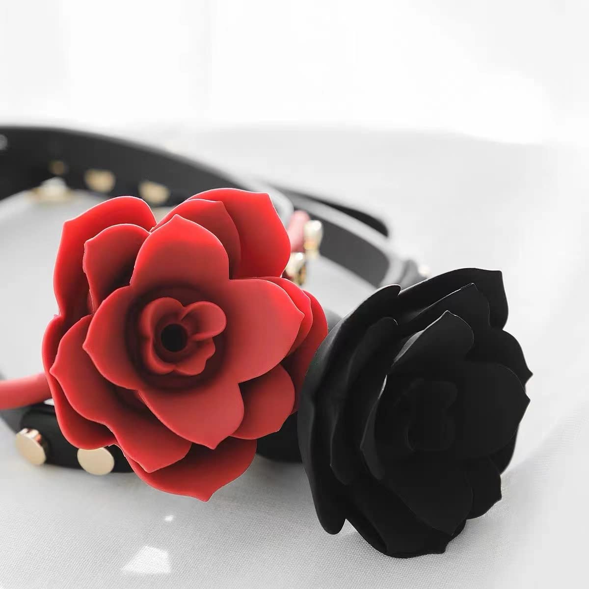 Breathable Rose Ball Gag - BDSM Bondage Gag & Muzzle for Women, Adult Fetish Sex Toys for Couples Role Play, Cosplay, and Sensual Games - Perfect for Spicing Up Your Bedroom or BDSM Scenes (Black)