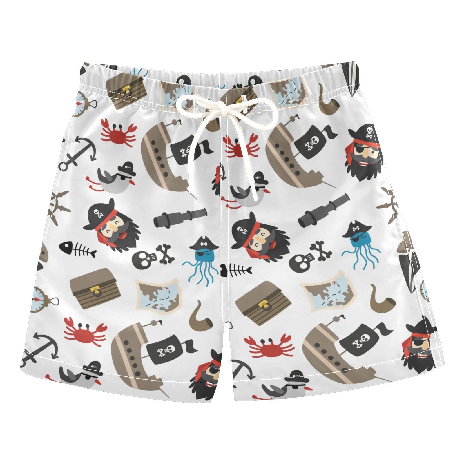 ODAWA Boys Swim Trunks - Quick Dry UPF 50+ Kids Bathing Suits with Water Lilies Design - Perfect for Beach, Pool & Summer Water Activities