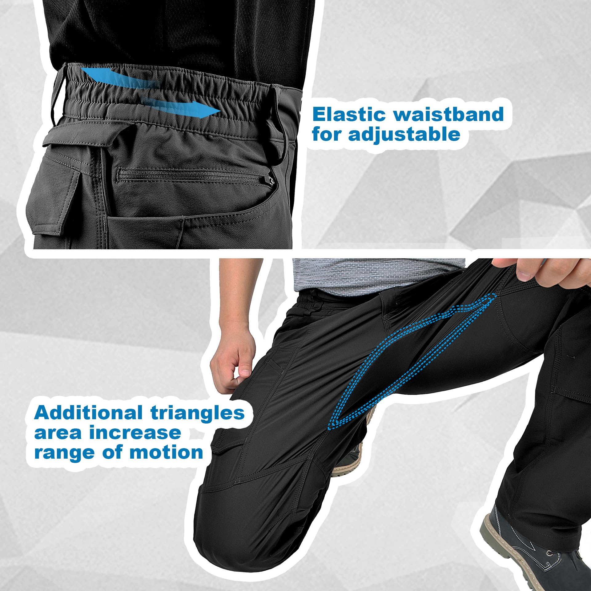 Men's 4-Way Stretch Outdoor Cargo Pants - All Season Utility Work Pants with Multiple Pockets | Durable & Comfortable for Hiking, Camping & Construction Work