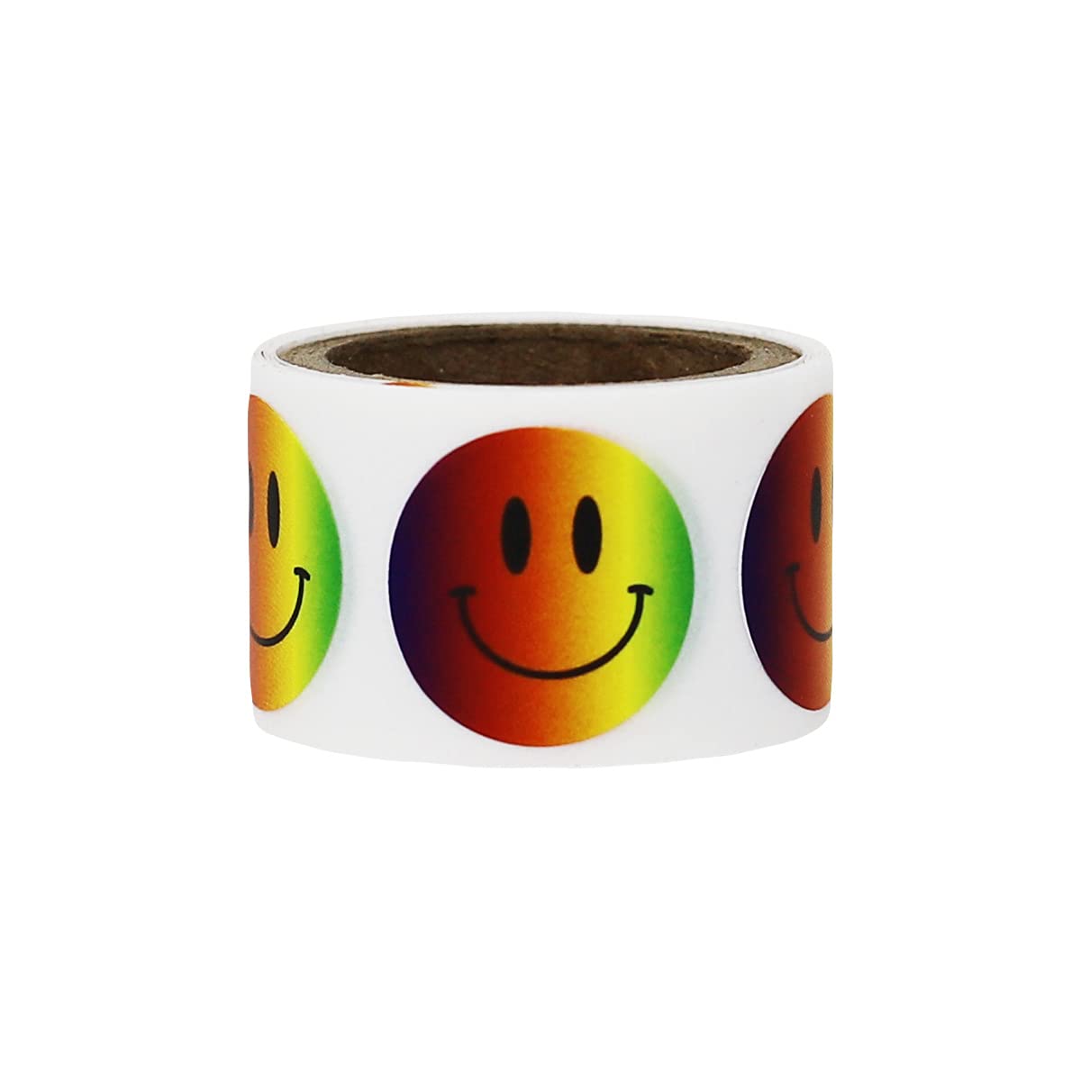 Happy Face Stickers - 50-Pack Rainbow Adhesive Labels (0.75 Inch Small Roll) for Kids, Planners, Notebooks & DIY Crafts | Colorful Smiley Face Decals for School, Office & Home Organization