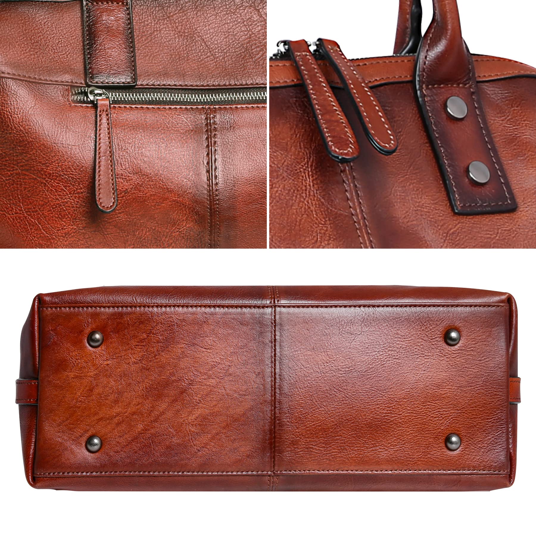 Premium Genuine Leather Satchel Tote Bag for Women - Large Capacity Designer Shoulder Bag with Top Handle & Crossbody Strap | Perfect for Work, Travel & Everyday Use