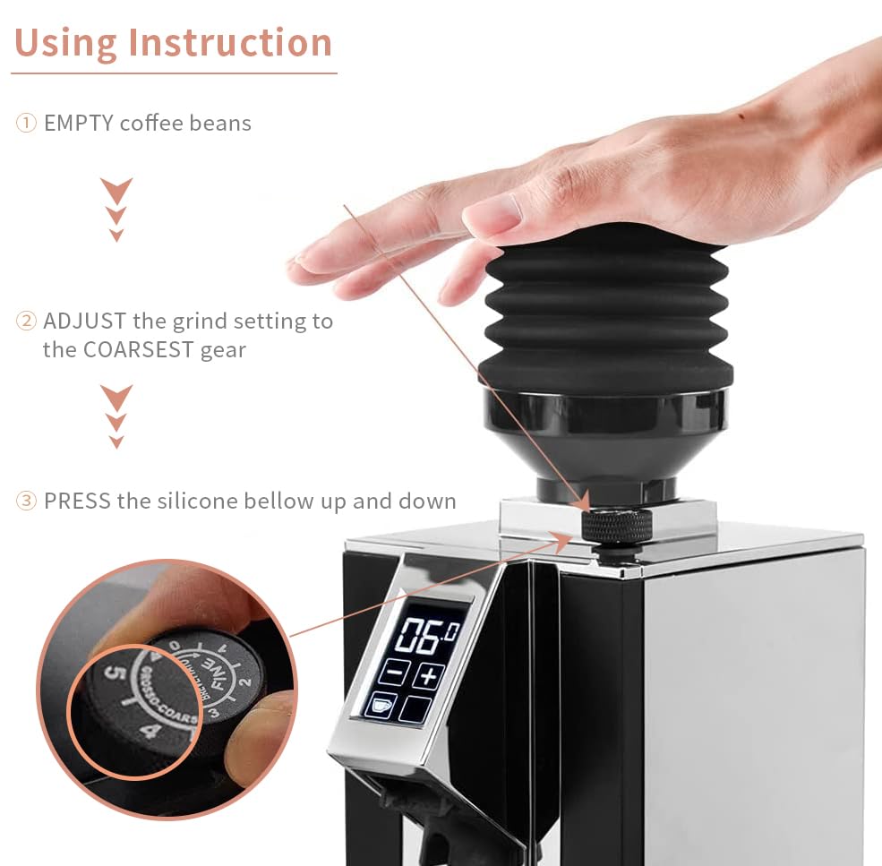 Eureka Mignon Single Dose Coffee Grinder Hopper - 2-in-1 Silicone Bellow for Fresh Grounds at Home