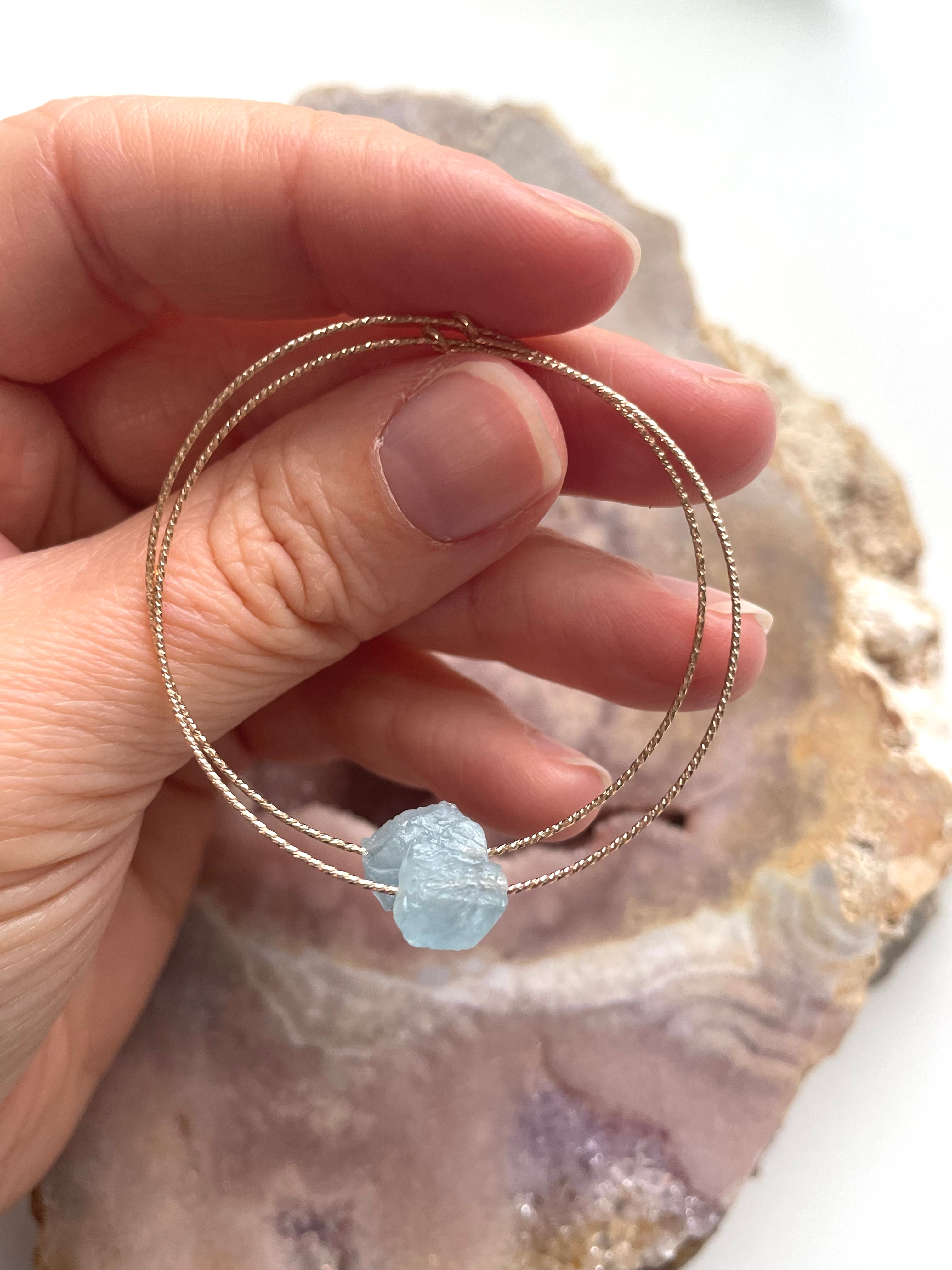 Elegant Raw Natural Aquamarine Hoop Earrings - 14K Gold Filled or 925 Sterling Silver - Perfect for Weddings, Date Nights & Special Occasions