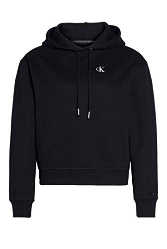 Calvin Klein Women's Embroidered Hoodie Sweatshirt - Black (CK Black) Size S | Casual Streetwear & Loungewear for Everyday Comfort