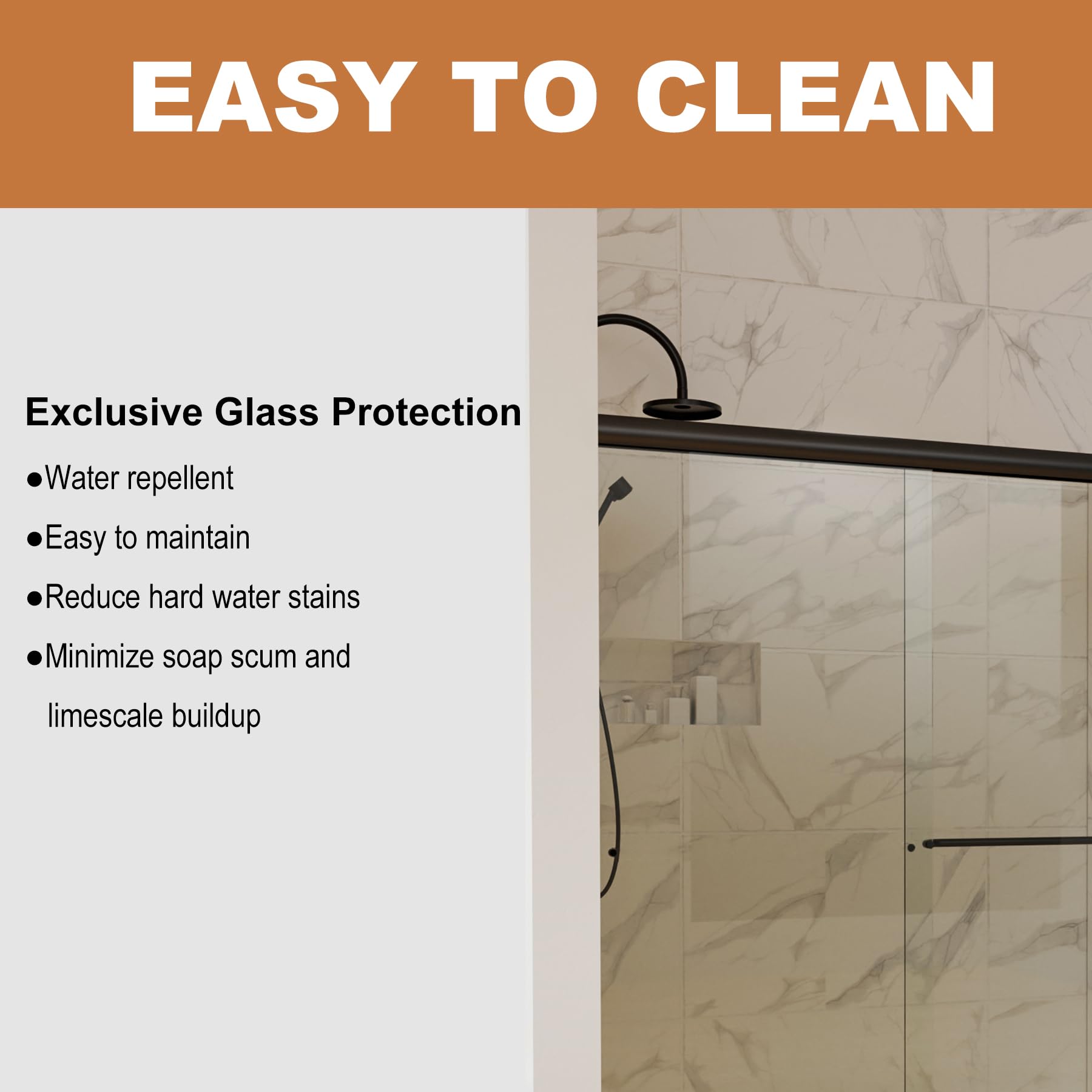 56-60 Inch Sliding Glass Shower Door - 70 Inch Height, Matte Black Frame with 1/4