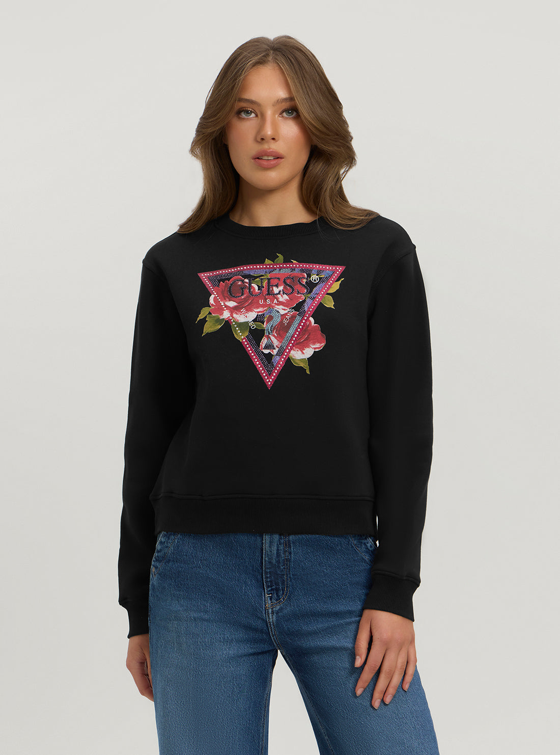 Eco-Friendly Black Roses Logo Sweatshirt - Stylish Unisex Pullover for Casual Wear & Street Fashion