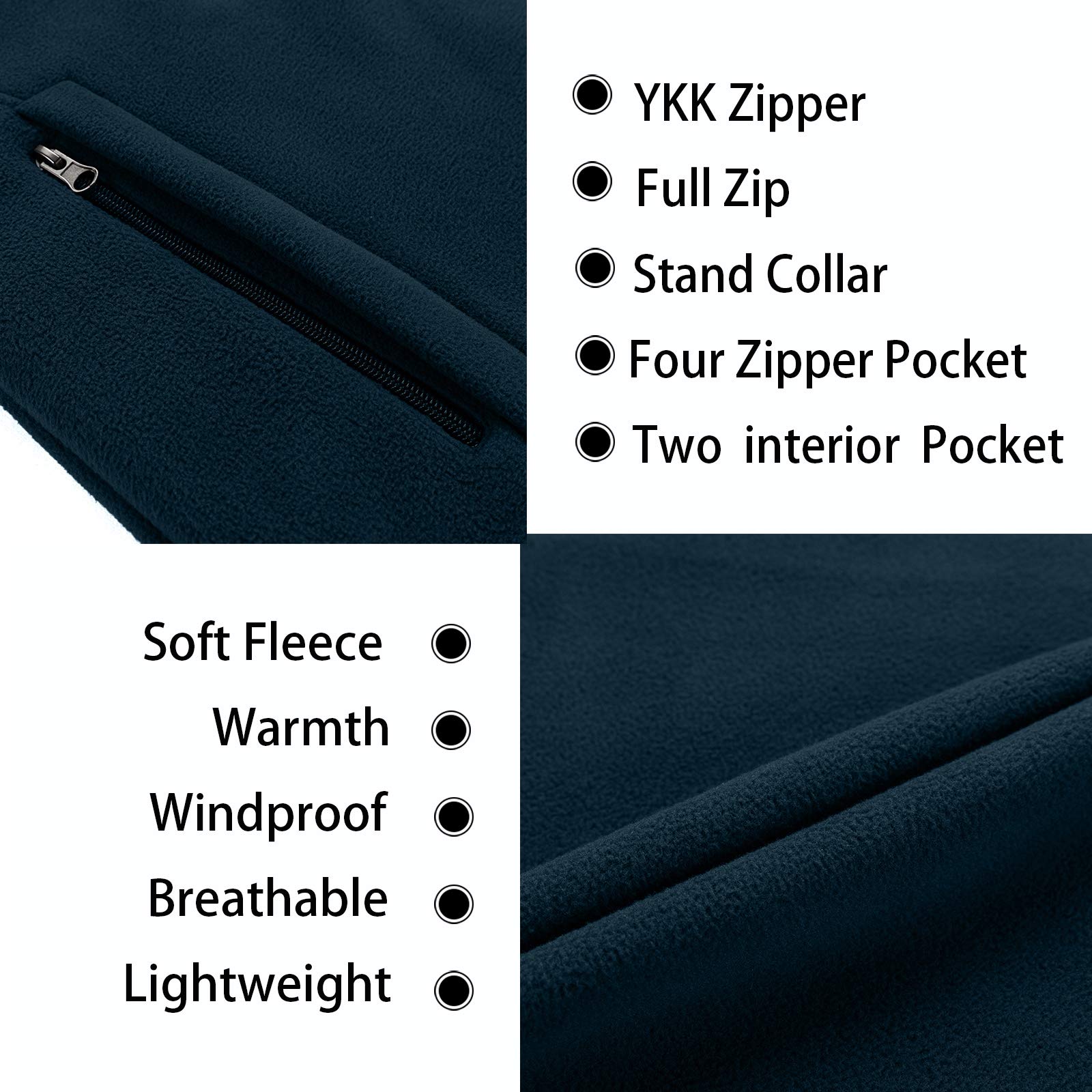 MOHEEN Men's Fleece Vest - Lightweight Full Zip Softshell Sleeveless Jacket with Pockets for Outdoor Hiking, Camping & Casual Wear