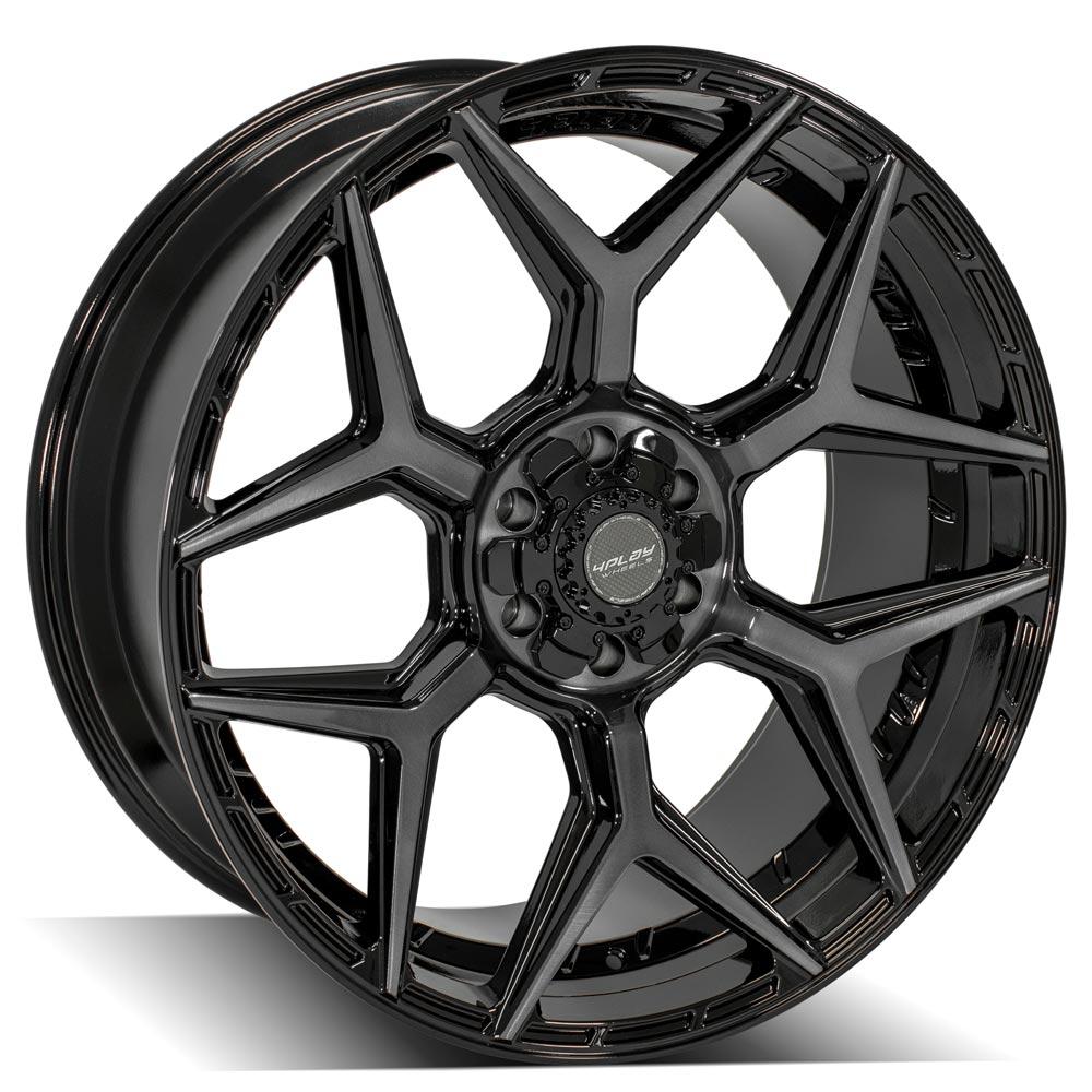 4Play Gen3 4P06 Gloss Black Wheels 24x10.0 +18 Offset - 6x139.7/6x135mm Bolt Pattern - 106.1mm Hub - Brushed Face & Tinted Clear Finish - Perfect for Off-Road Trucks & SUVs