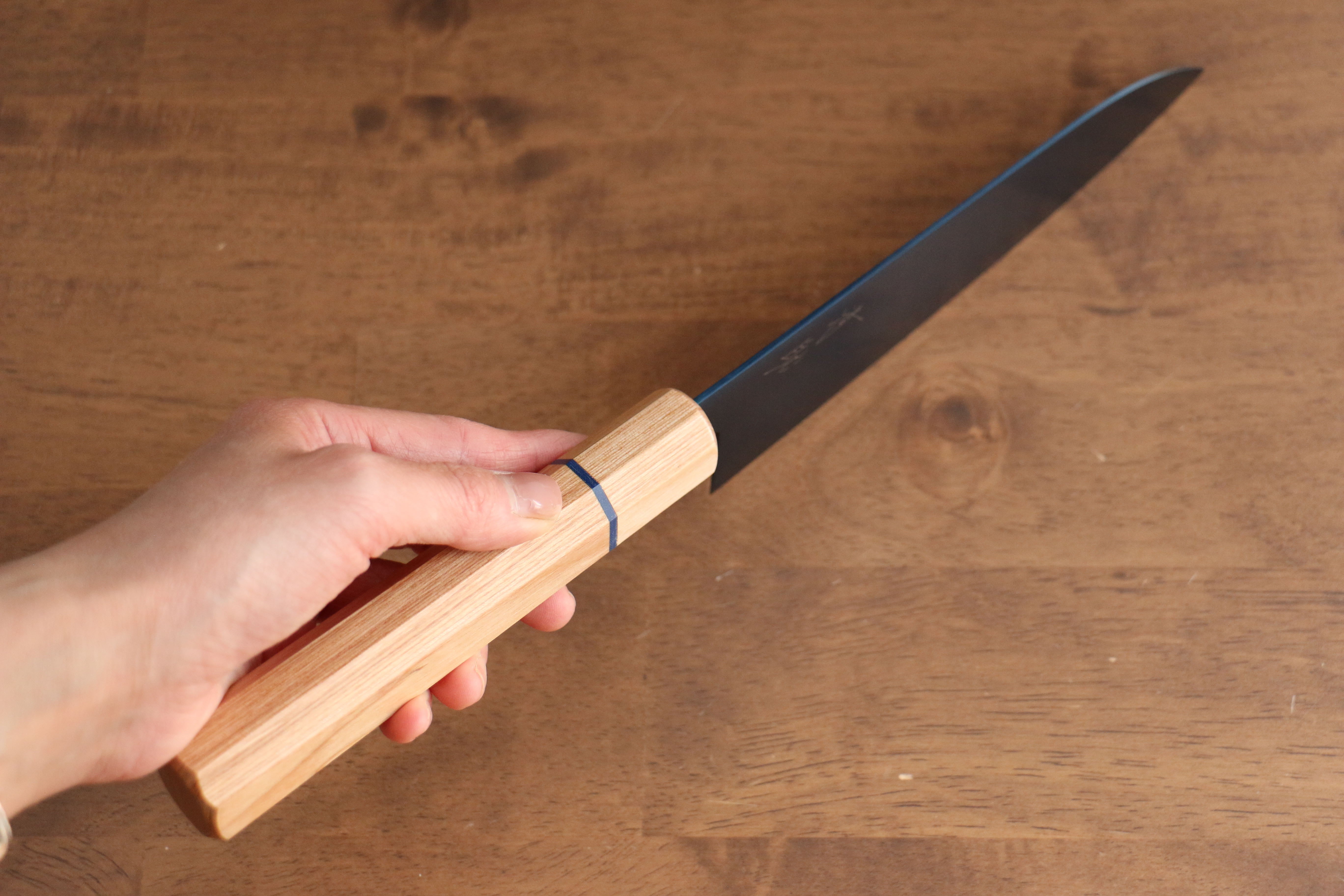 Premium Seisuke SK 85 Santoku Knife 180mm - Japanese Stainless Steel Blade with Ion Plating & White Wood Handle - Perfect for Slicing, Dicing, and Chopping Vegetables, Meat, and Fish