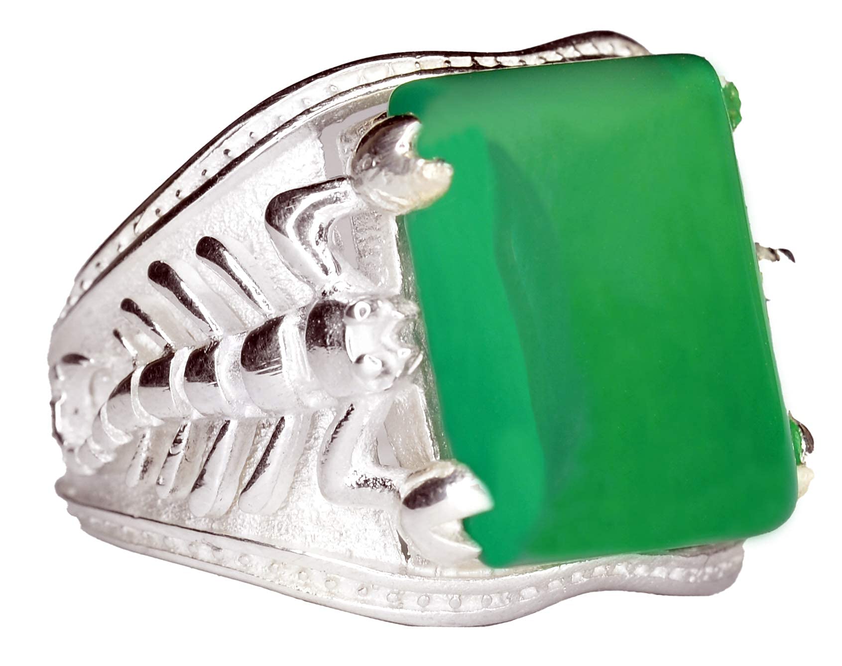 925 Sterling Silver Men's Scorpion Ring with Created Jade Stone - Free Express Shipping - Perfect for Gifts, Fashion & Occasions