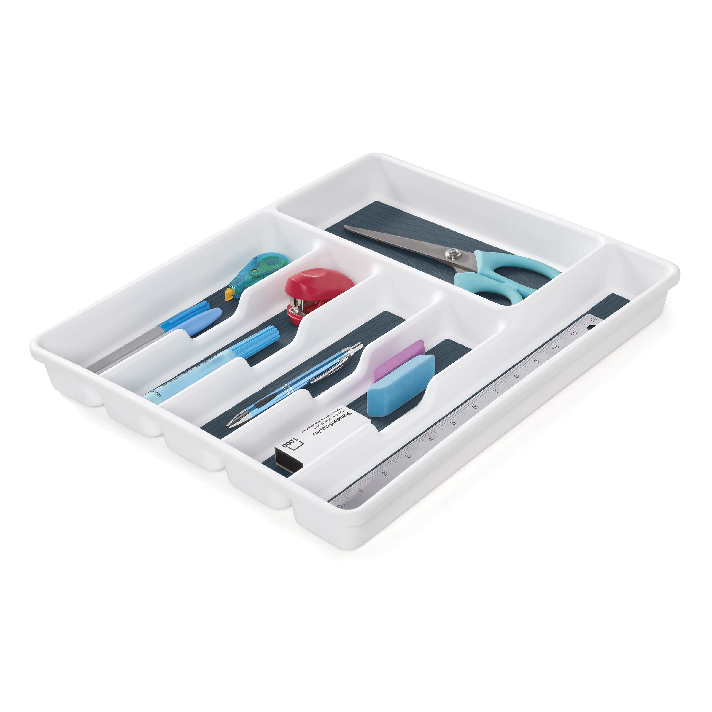 Copco Basics 6 Compartment Drawer Organizer - Star Blue | Space Saving Storage Solution for Kitchen, Office & Bathroom Organization