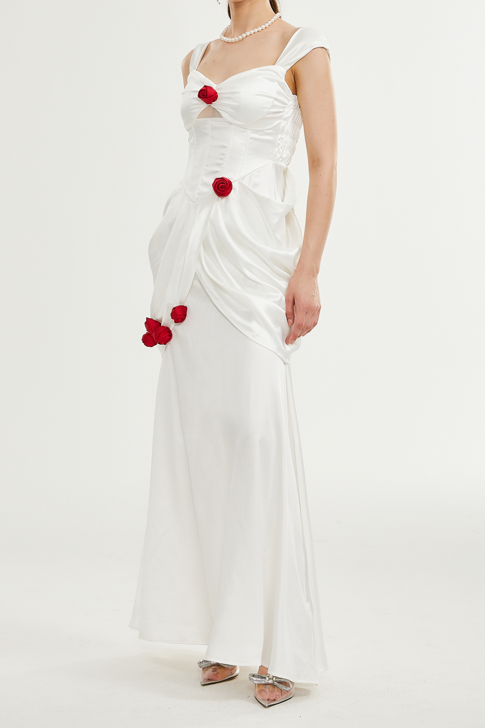 Elegant Adelita Rose Floral Pleated Maxi Dress for Women - Perfect for Weddings, Parties & Summer Vacations