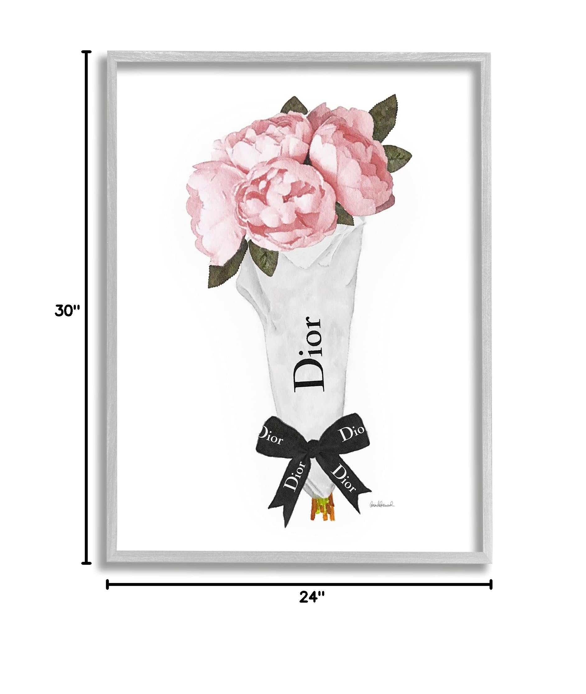 Stupell Industries Soft Pink Spring Bouquet Glam Fashion Bow Framed Wall Art - 24