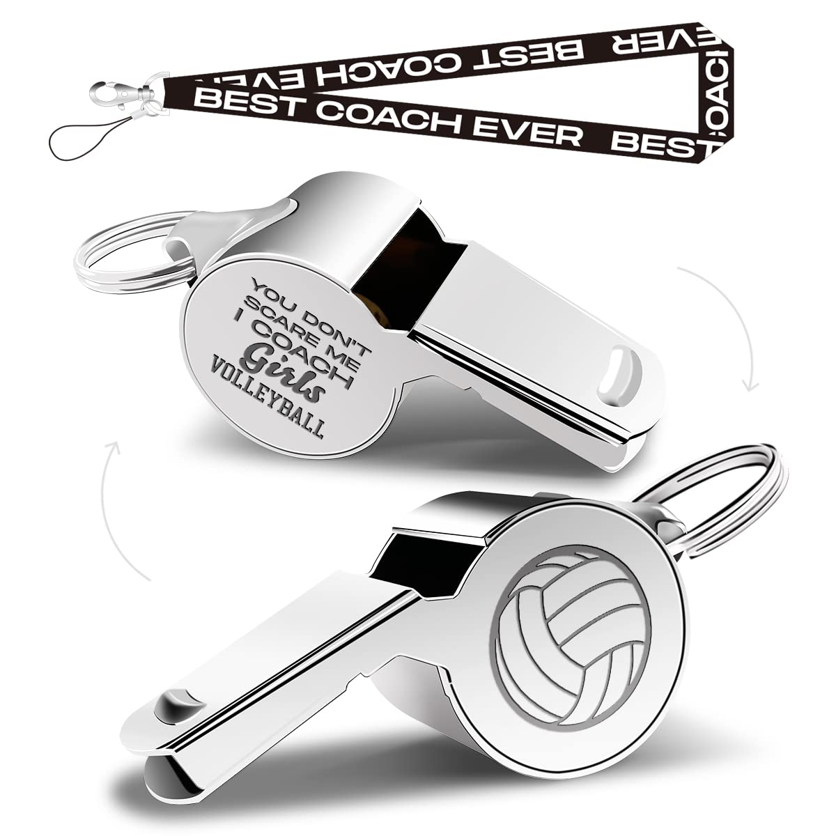 Premium Referee Whistles with Lanyard - Loud Sports Whistle for Coaches, Trainers & Officials - Durable Metal Whistle for Soccer, Basketball, Football Games - Perfect Coaching Gift for Men & Women