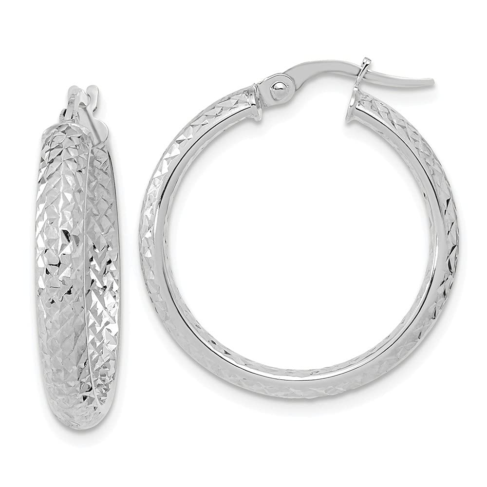 14K Gold Polished & Diamond-Cut Hoop Earrings for Women - Elegant Fancy Inside-Out Design for Parties, Weddings & Everyday Wear