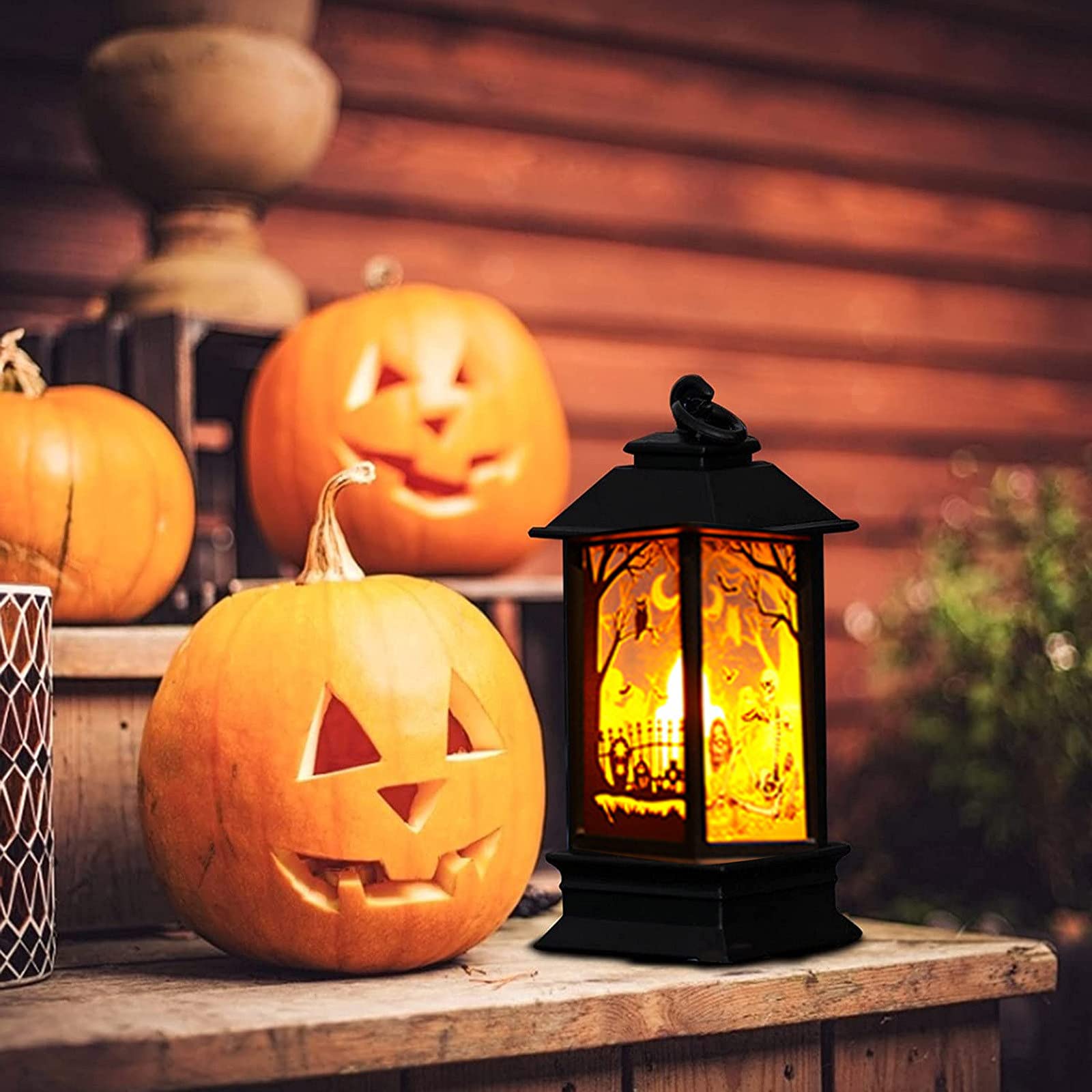 Halloween LED Lantern Lights - Vintage Skull Skeleton Decor for Home, Bar & Outdoor