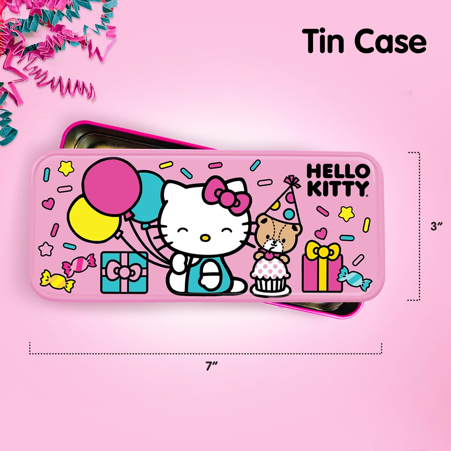 Hello Kitty Birthday Party Gift Set - Tin Box, Pencil Case, Stickers, Necklace, Plush Toy & Hat | Perfect for Girls' Birthday Celebrations, School Supplies & Kawaii Collectibles