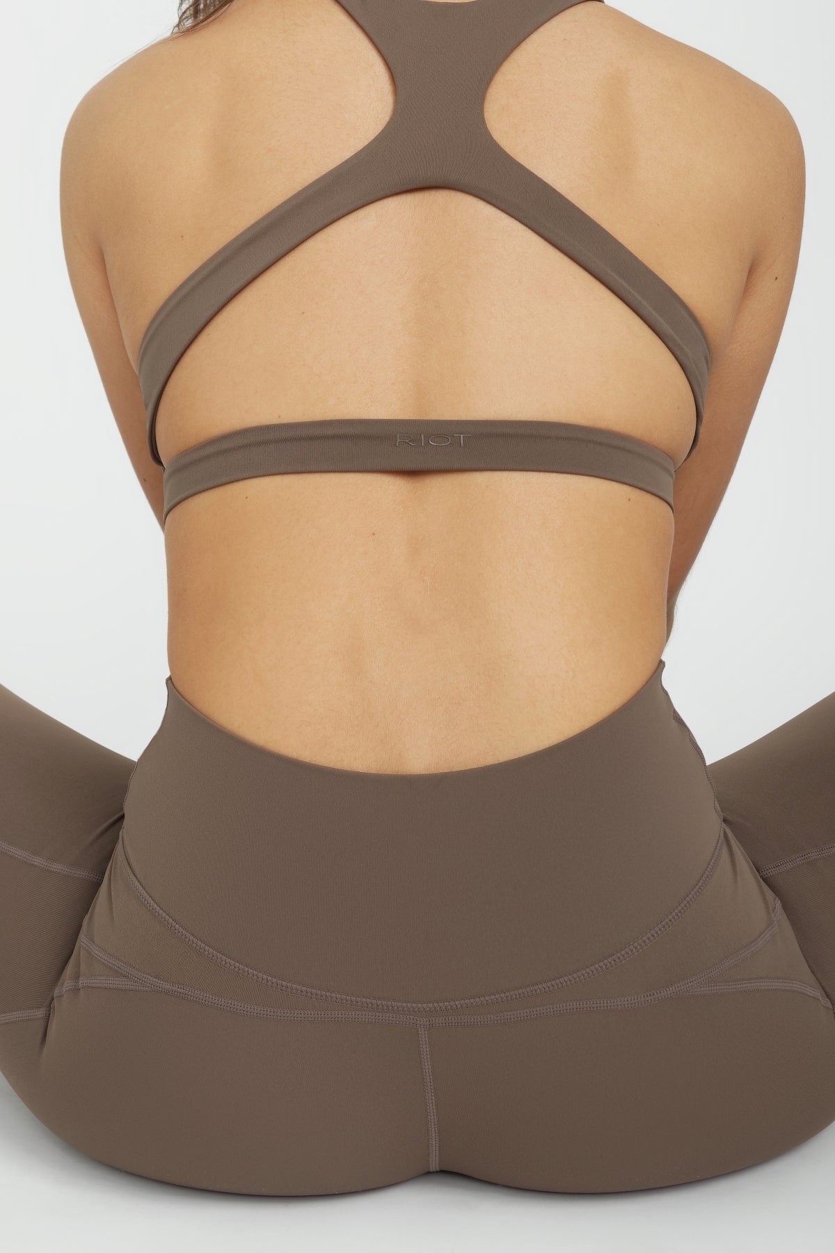 Bronx Cut Out Sports Bra for Women - Breathable Workout Top, Comfortable Yoga Bra in Taupe - Perfect for Gym, Running, and Fitness Training