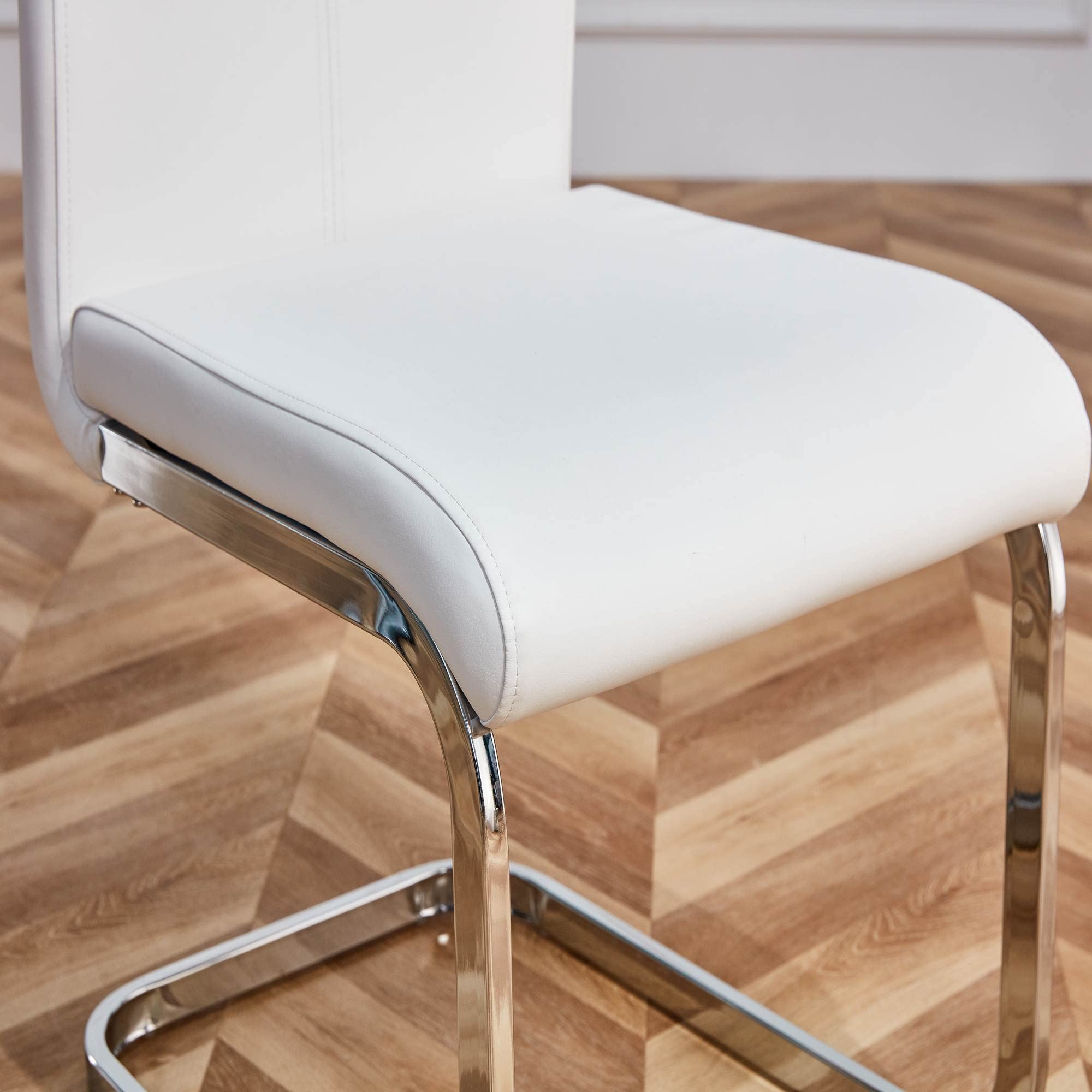 Baysitone Modern Dining Chairs Set of 2 - Faux Leather Padded High Back Side Chairs for Kitchen, Dining Room & Living Room - White - Perfect for Home Decor, Small Spaces & Entertaining Guests