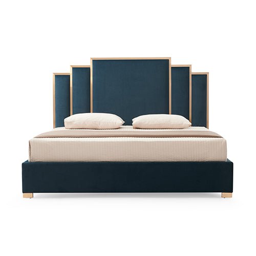Luxe Austin King Bed Frame in Turquoise - Modern Upholstered Platform Bed with Wooden Slats for Bedroom, Guest Room, or Master Suite
