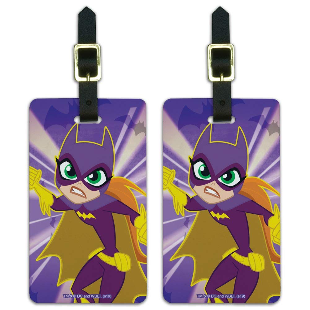 DC Super Hero Girls Batgirl Luggage ID Tags - 2-Pack Personalized Suitcase Tags for Travel, Carry-On Bags & Backpacks - Durable Kids Travel Accessories for Airplane, Cruise & Vacation Trips