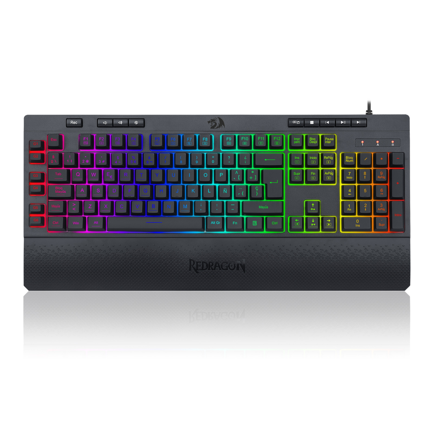 Redragon Shiva K512 RGB Gaming Keyboard - Mechanical Feel, Anti-Ghosting, 104 Keys, Black (Spanish Layout) - Perfect for PC Gaming, Esports & Office Work