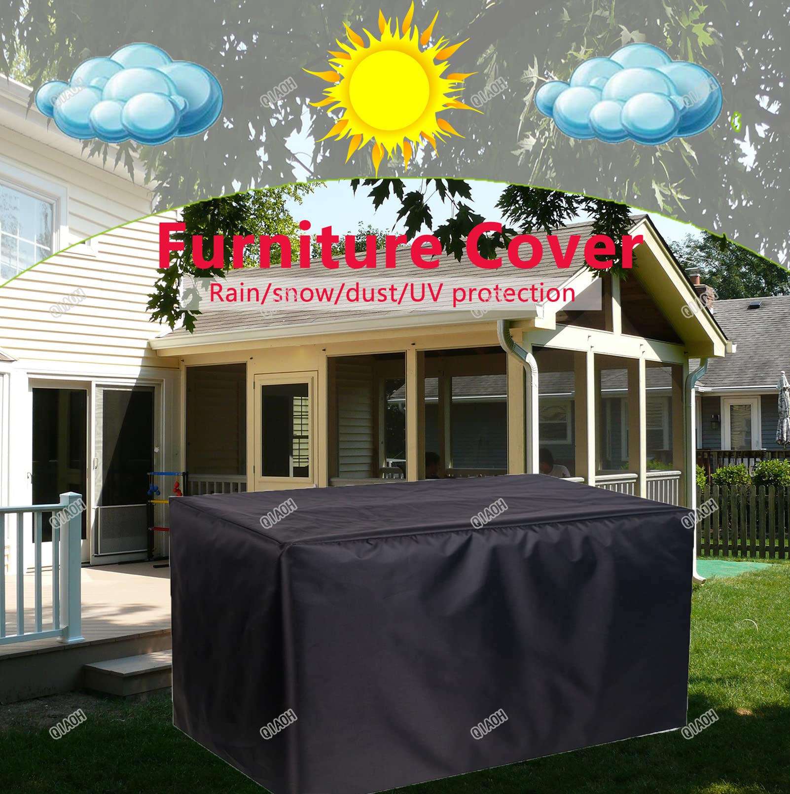 Waterproof Outdoor Furniture Covers 100x100x36 Inches - Heavy Duty 420D Oxford Fabric Rectangular Patio Set Cover for Garden, Deck & Backyard - All Weather Protection for Tables, Chairs & Outdoor Furniture (Ideal for Rain, Snow & UV Protection)