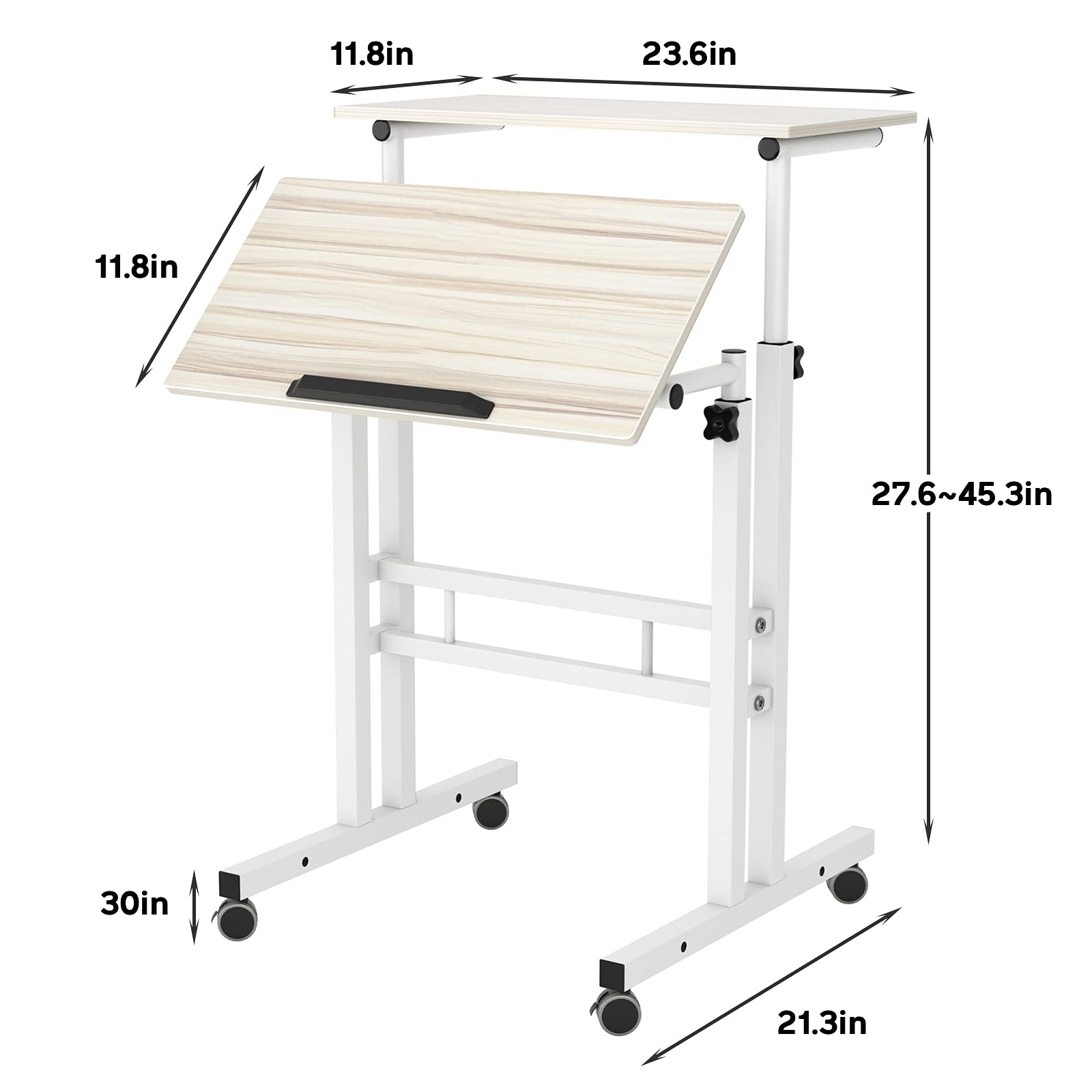 Adjustable Mobile Standing Desk with Wheels - Maple 101-MP for Home & Office Workspace