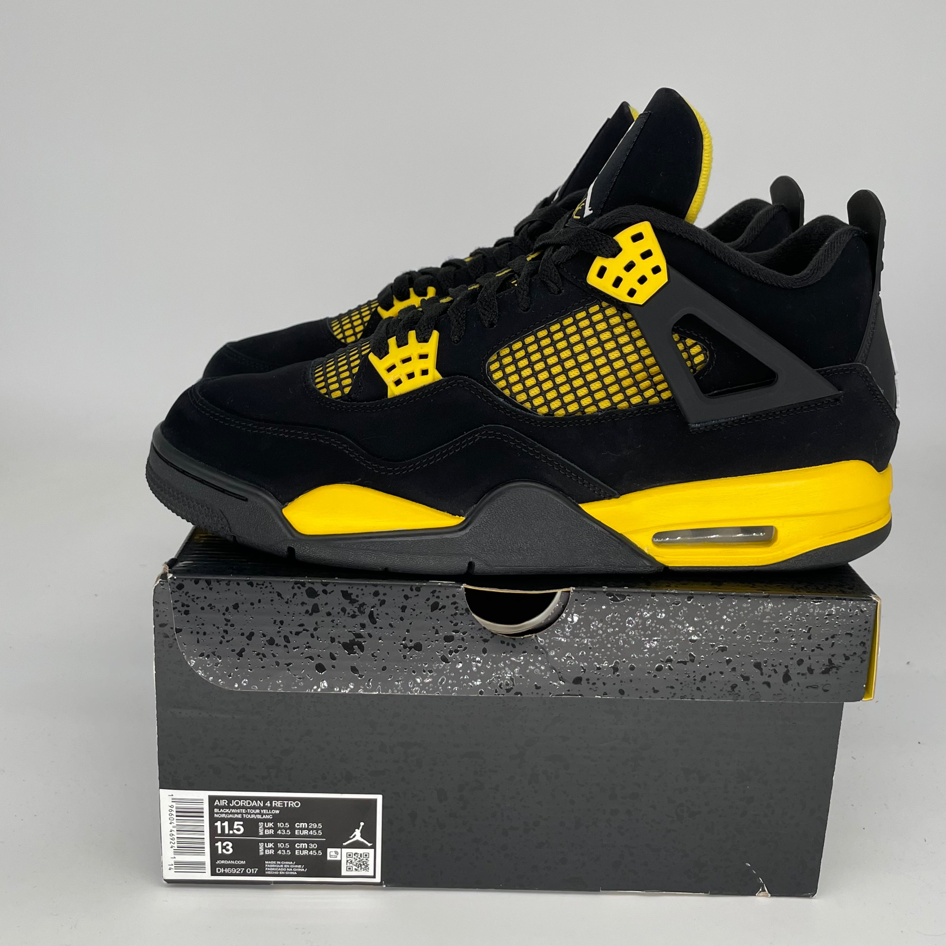 AIR JORDAN 4 THUNDER Retro Sneakers - Men's Size 11.5 (DH6927-017) | Basketball Shoes for Streetwear & Casual Outfits