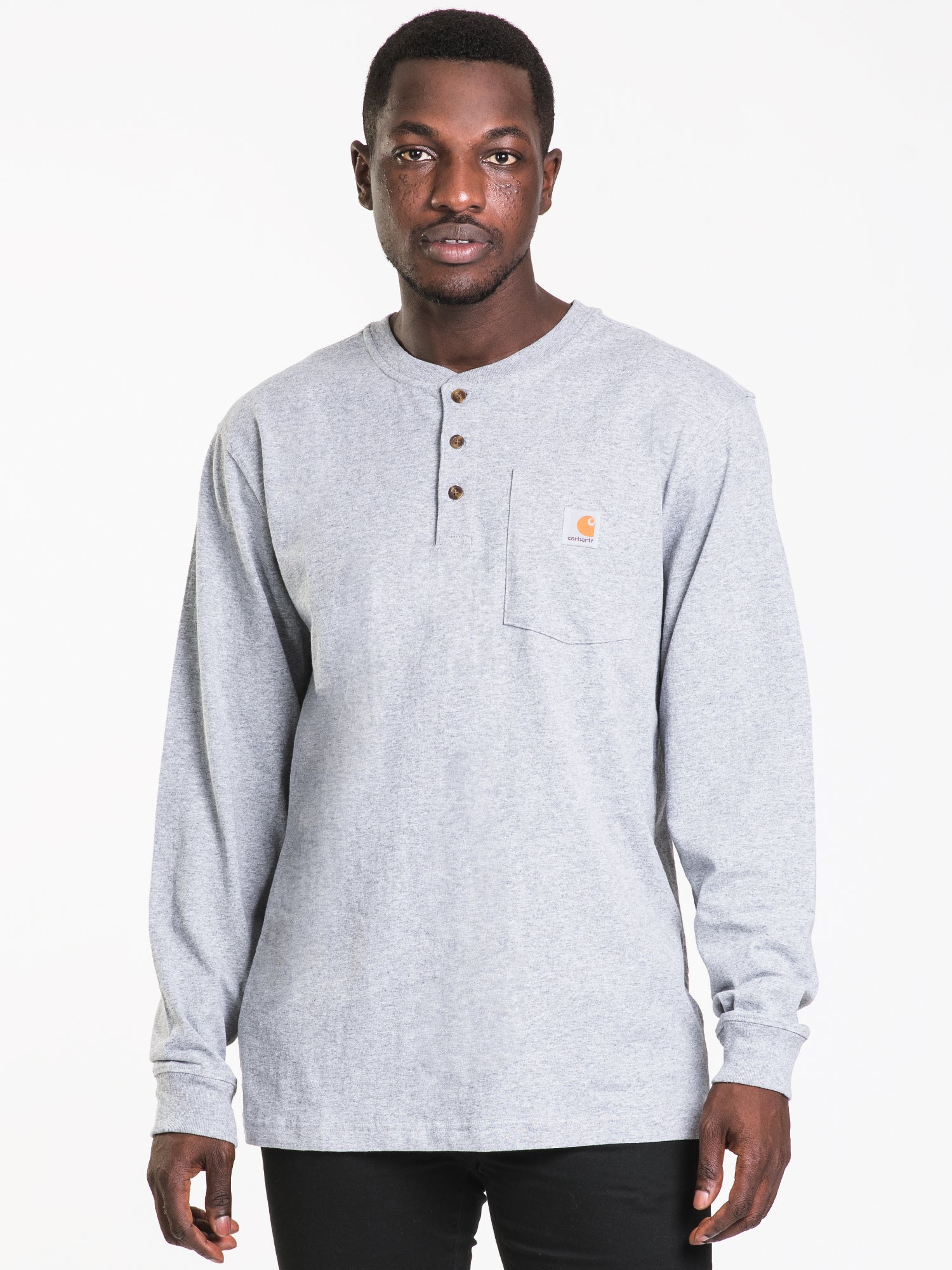 Carhartt Men's Long Sleeve Pocket Henley T-Shirt - Comfortable Workwear & Casual Wear for Outdoor Activities, Construction, and Everyday Use