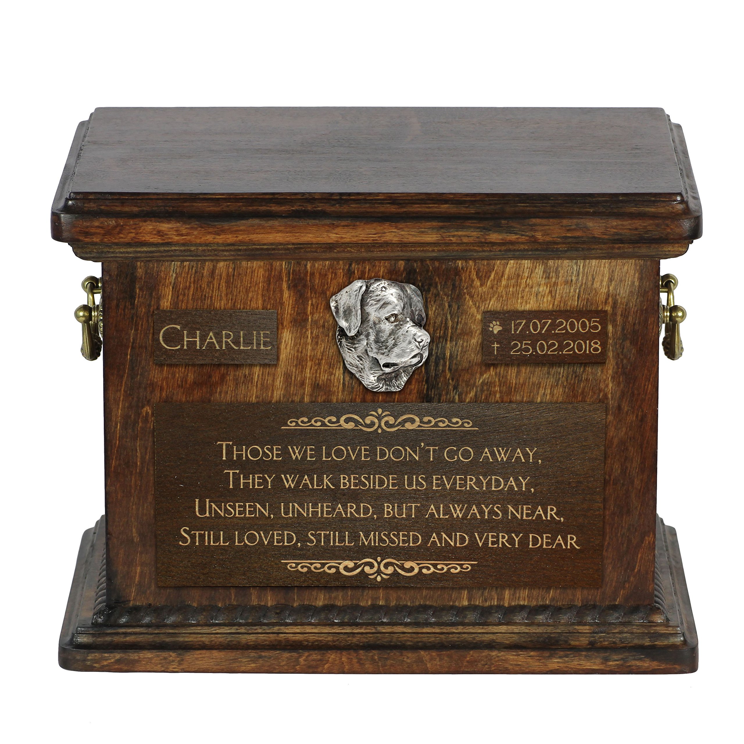 Personalized Rottweiler Dog Urn for Ashes - Custom Engraved with Your Pet's Name & Date - Memorial Keepsake for Home or Garden Display
