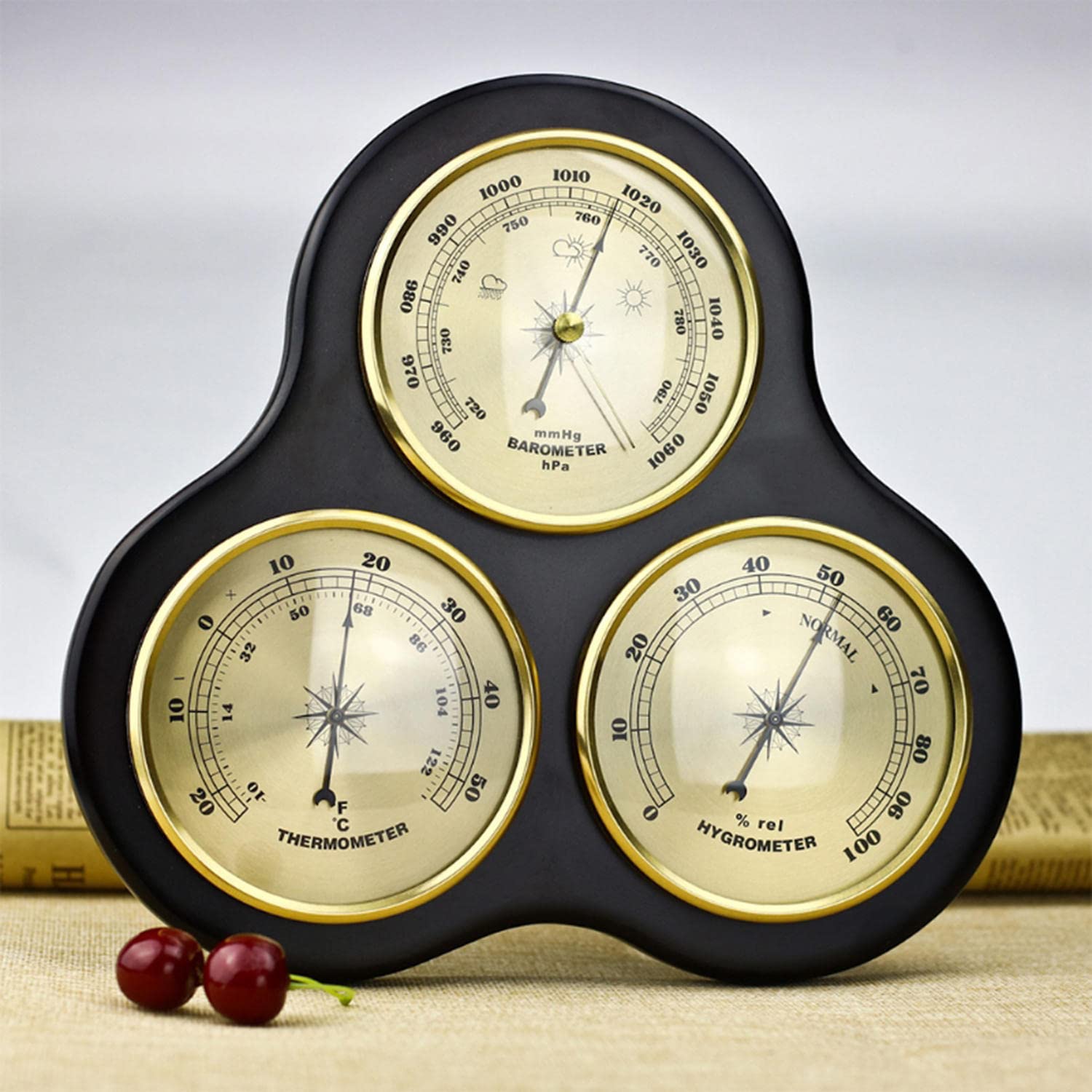 JINYISI Traditional Weather Station - 3-in-1 Indoor Outdoor Barometer with Thermometer & Hygrometer, Battery-Free Wall Mount Weather Instrument for Home, Office, Garden & Cabin Decor