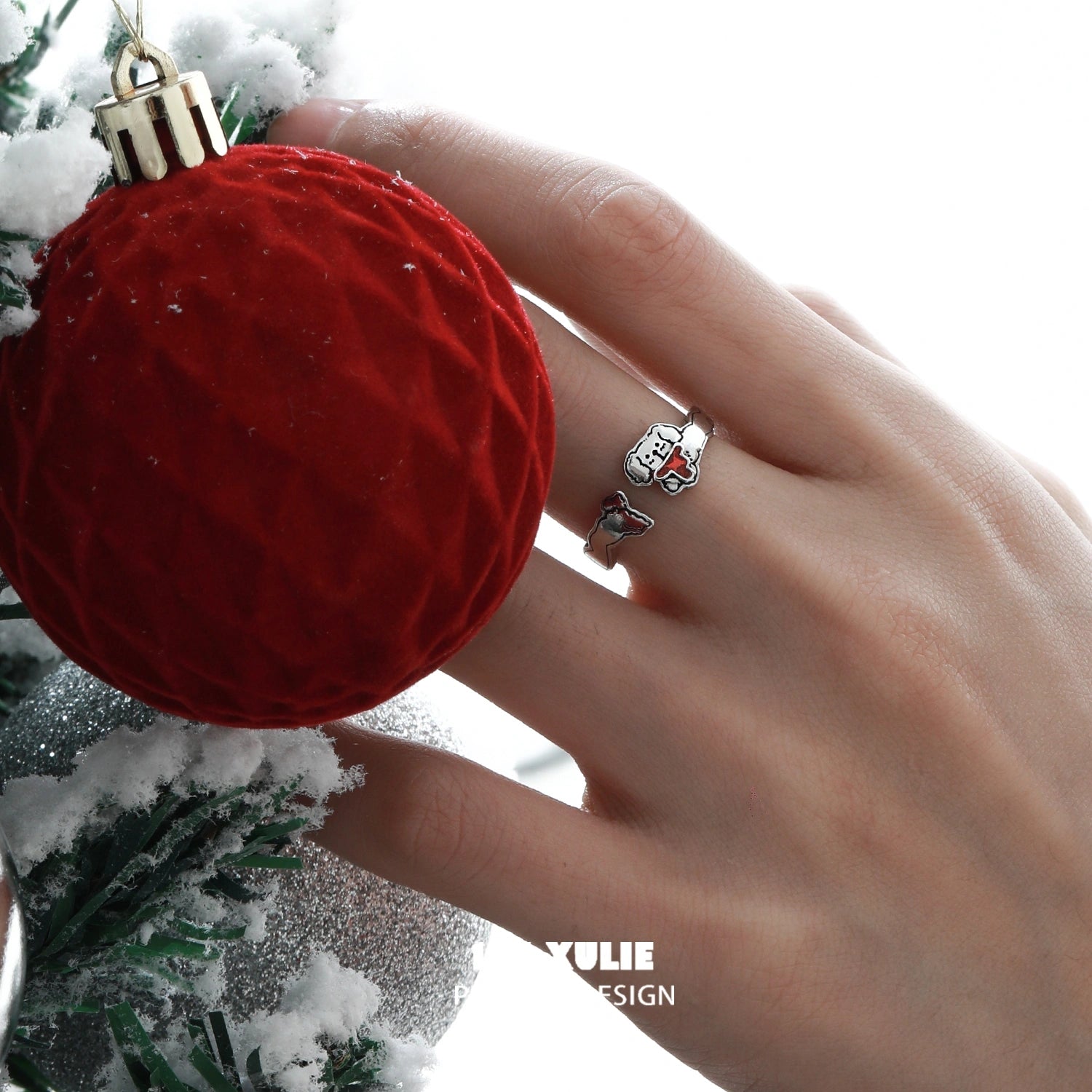 2024 Christmas Graffiti Puppy S925 Sterling Silver Adjustable Open End Ring – Trendy Holiday Jewelry Gift for Women & Girls – Perfect for Christmas Parties, Stocking Stuffers & Festive Outfits