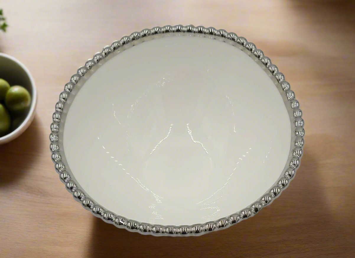 6-Piece Silver Dot Round Bowls Set - Elegant Serving Bowls for Salads, Snacks & Desserts - Perfect for Parties, Dining & Home Decor