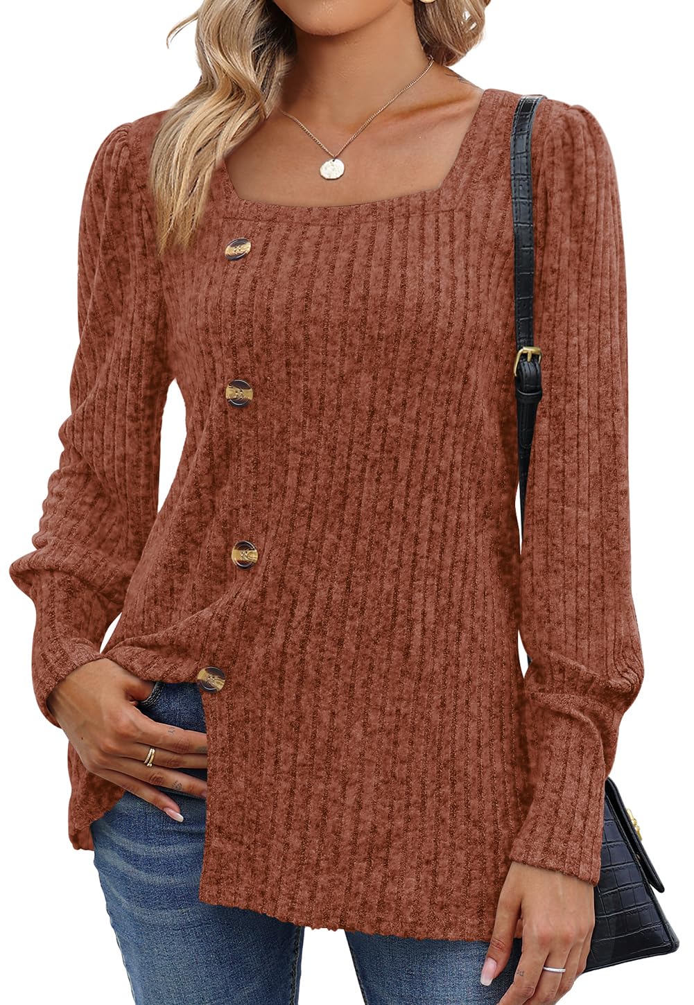 WIHOLL Women's Fall Fashion Tops - Square Neck Casual & Dressy Sweaters for Autumn 2023 | Perfect for Office Wear, Date Nights & Cozy Outfits